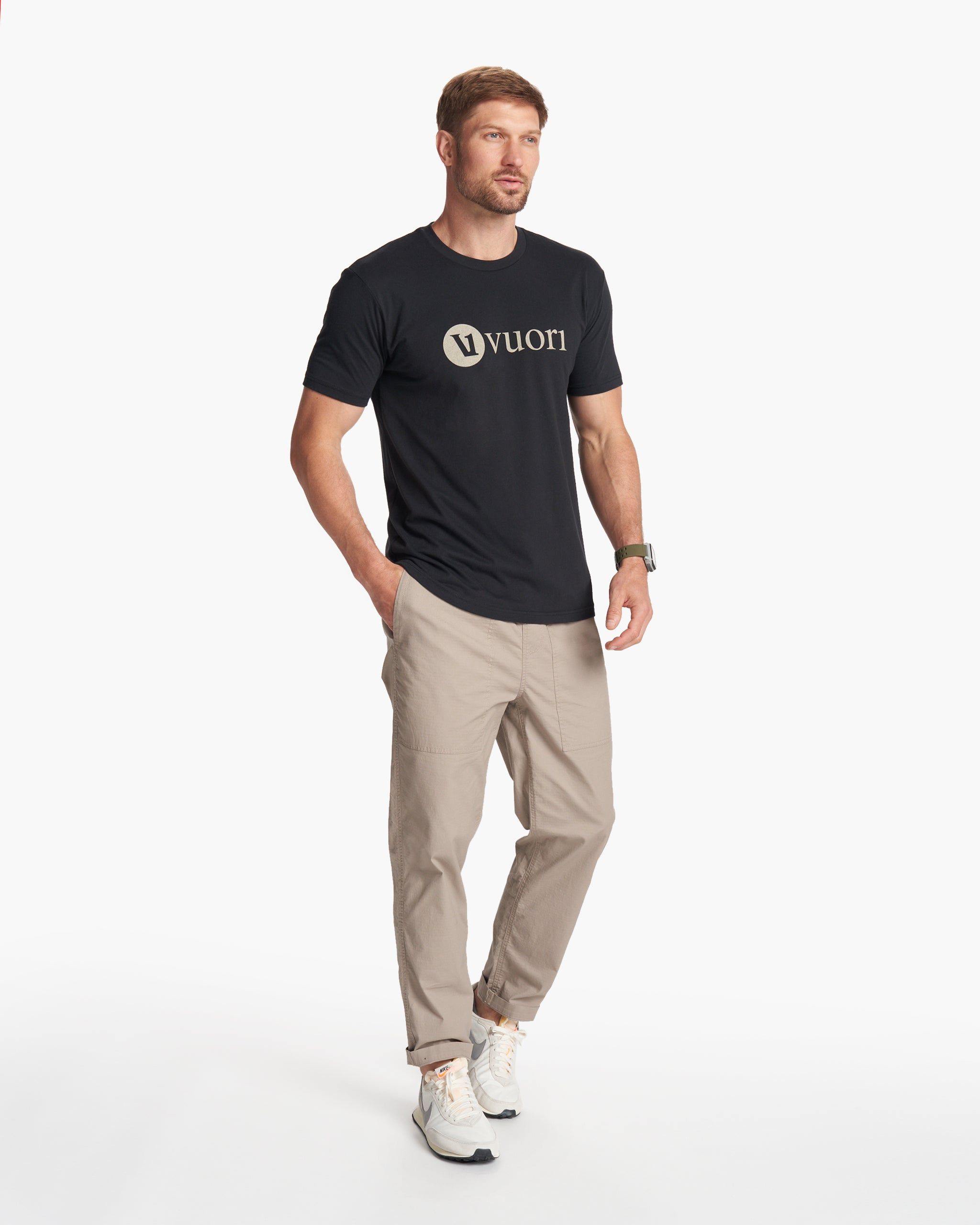 V1 Vuori Wordmark Logo Tee | Black/Teak sold by Vuori product image thumbnail 6