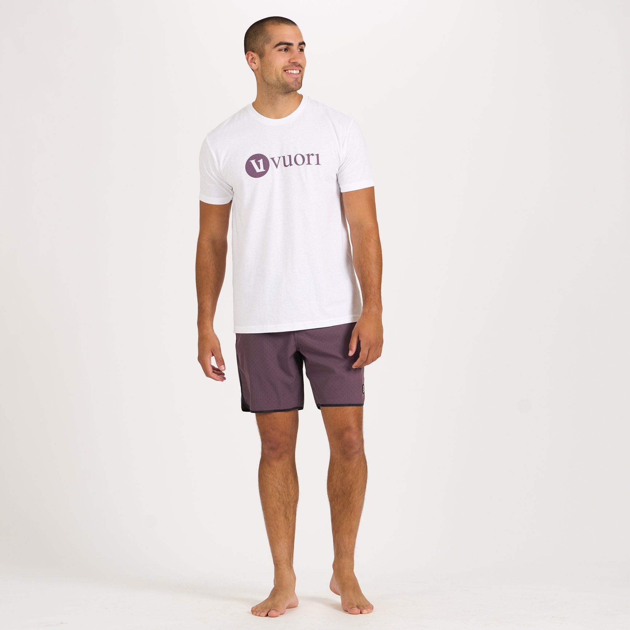 V1 Vuori Wordmark Logo Tee | White / Smoked Plum sold by Vuori product image thumbnail 4