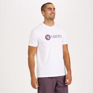 V1 Vuori Wordmark Logo Tee | White / Smoked Plum sold by Vuori