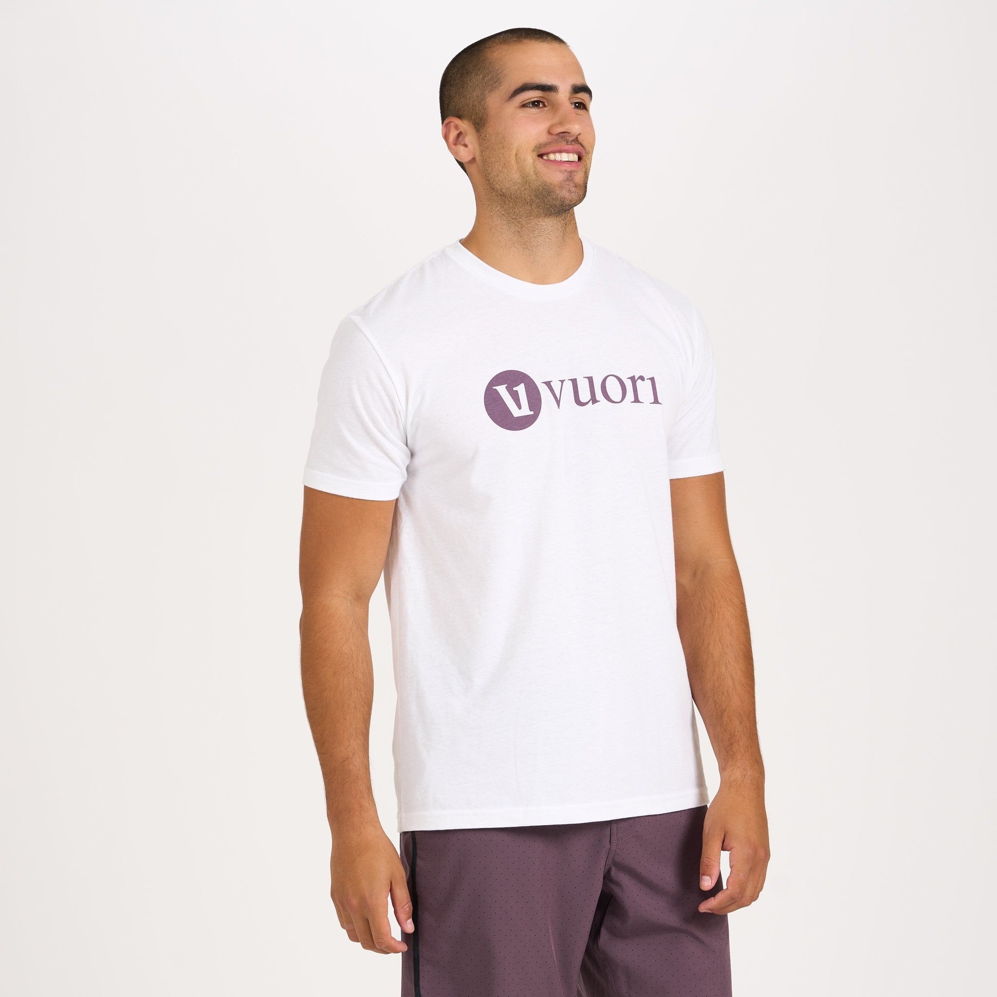 V1 Vuori Wordmark Logo Tee | White / Smoked Plum sold by Vuori product image thumbnail 2