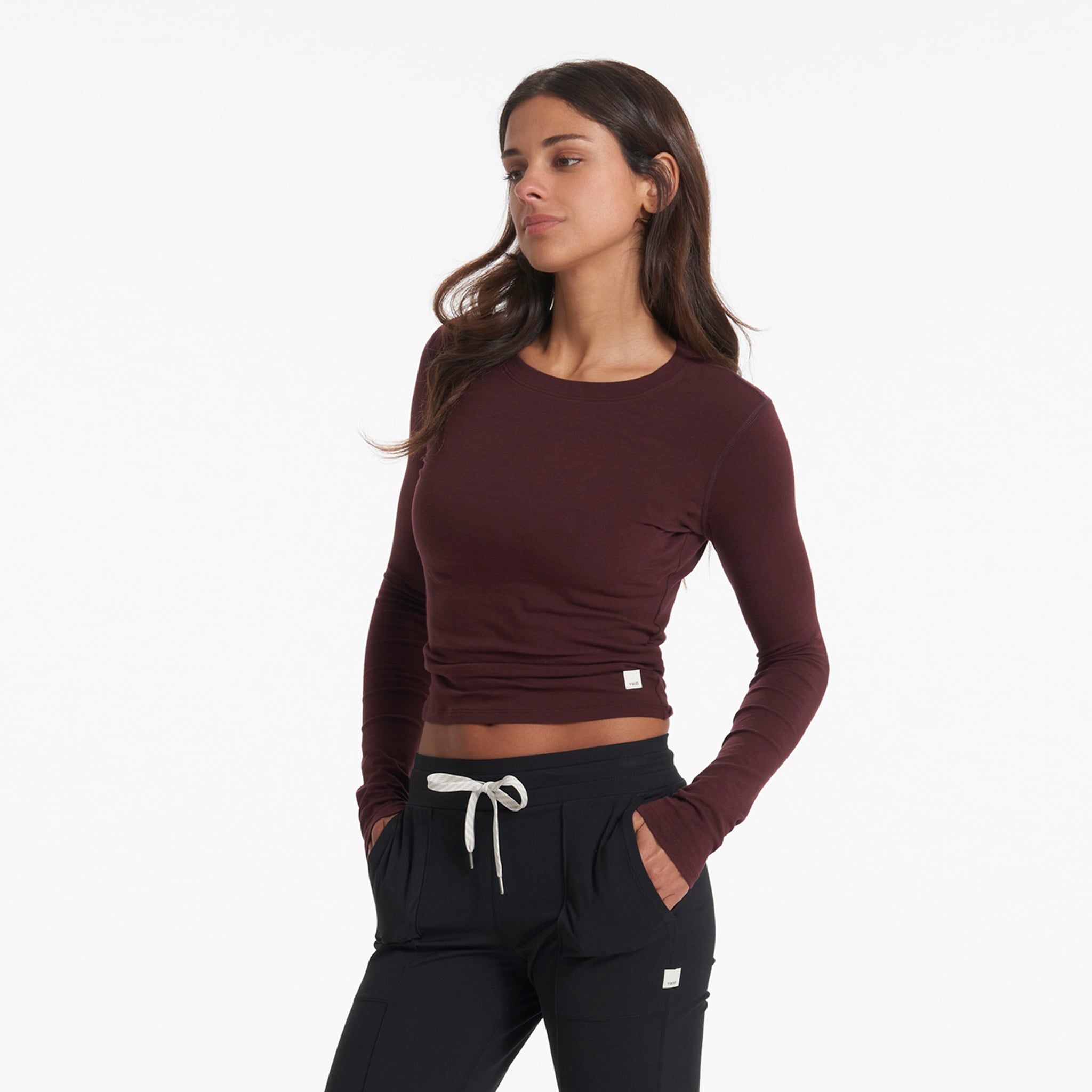 Long-Sleeve Coast Crop Crew | Ruby sold by Vuori
