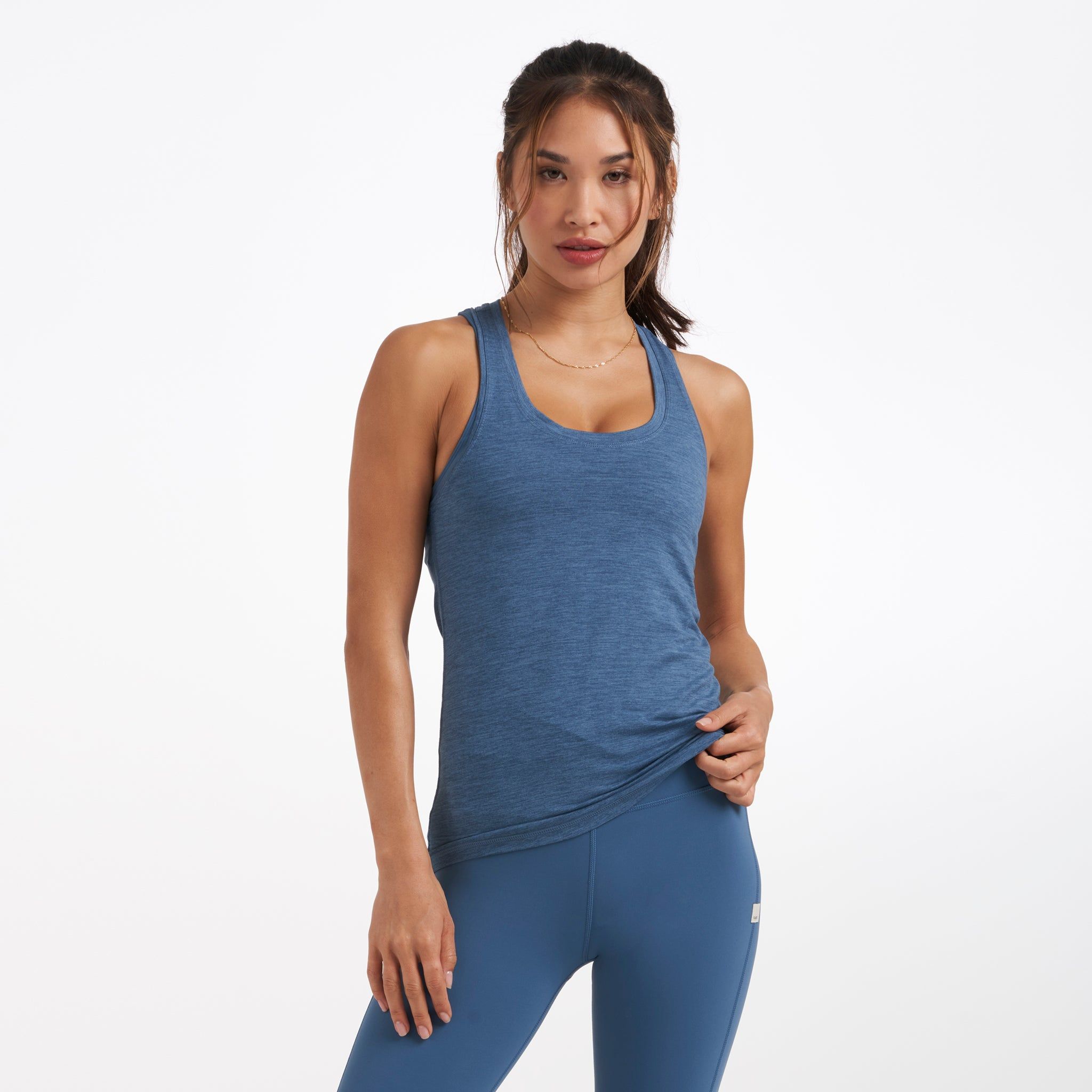 Lux Performance Tank | Pool Blue Heather sold by Vuori