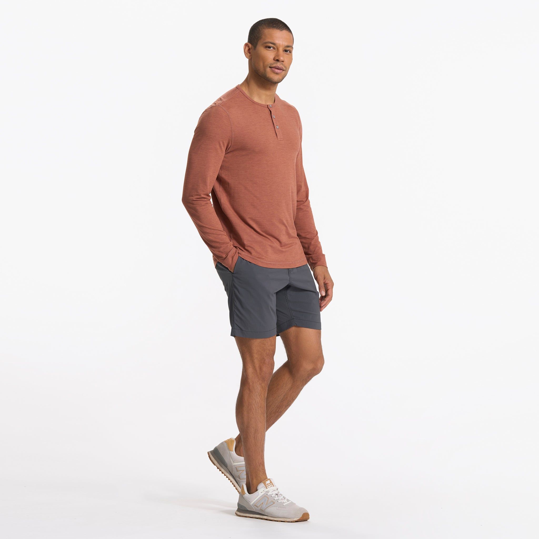 Long Sleeve Ease Performance Henley | Copper Heather sold by Vuori product image thumbnail 6
