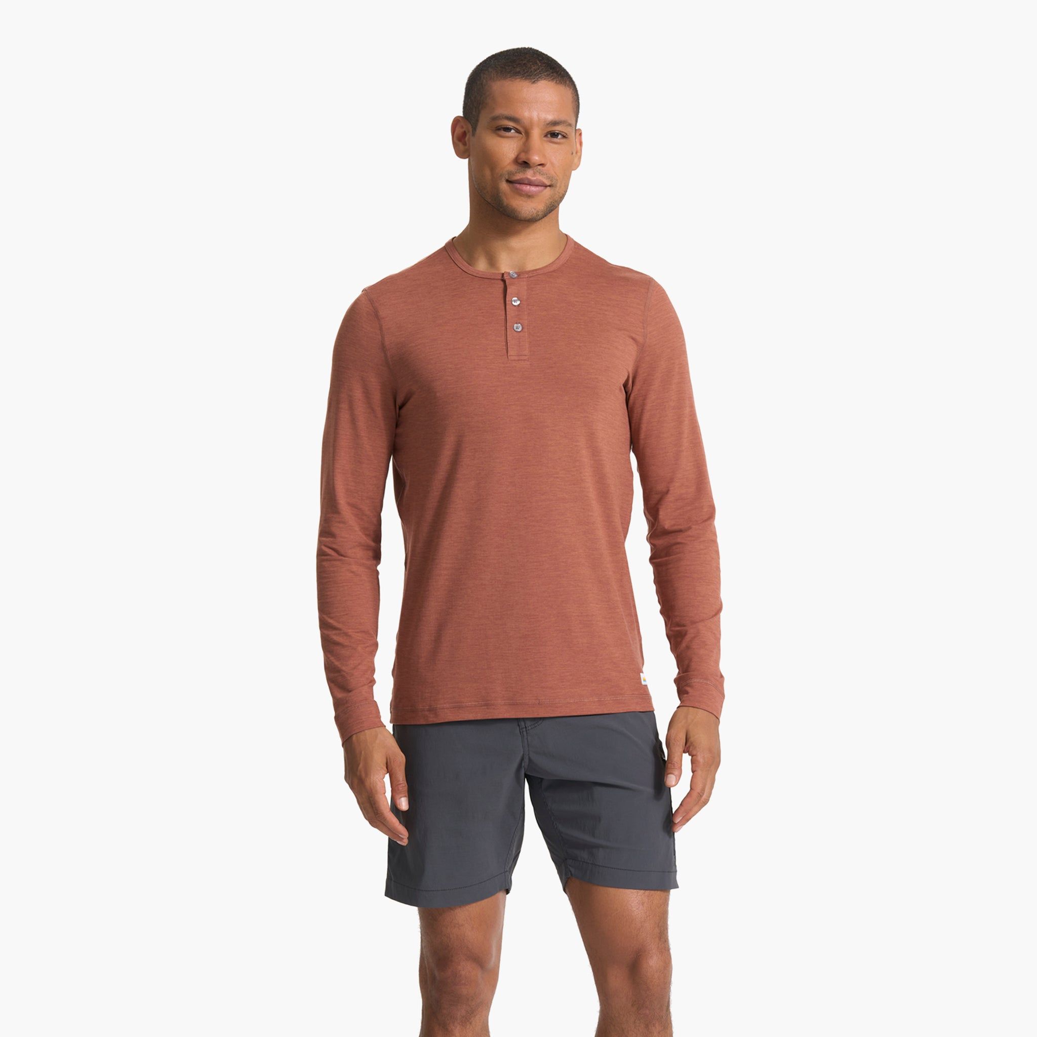Long Sleeve Ease Performance Henley | Copper Heather sold by Vuori product image thumbnail 2