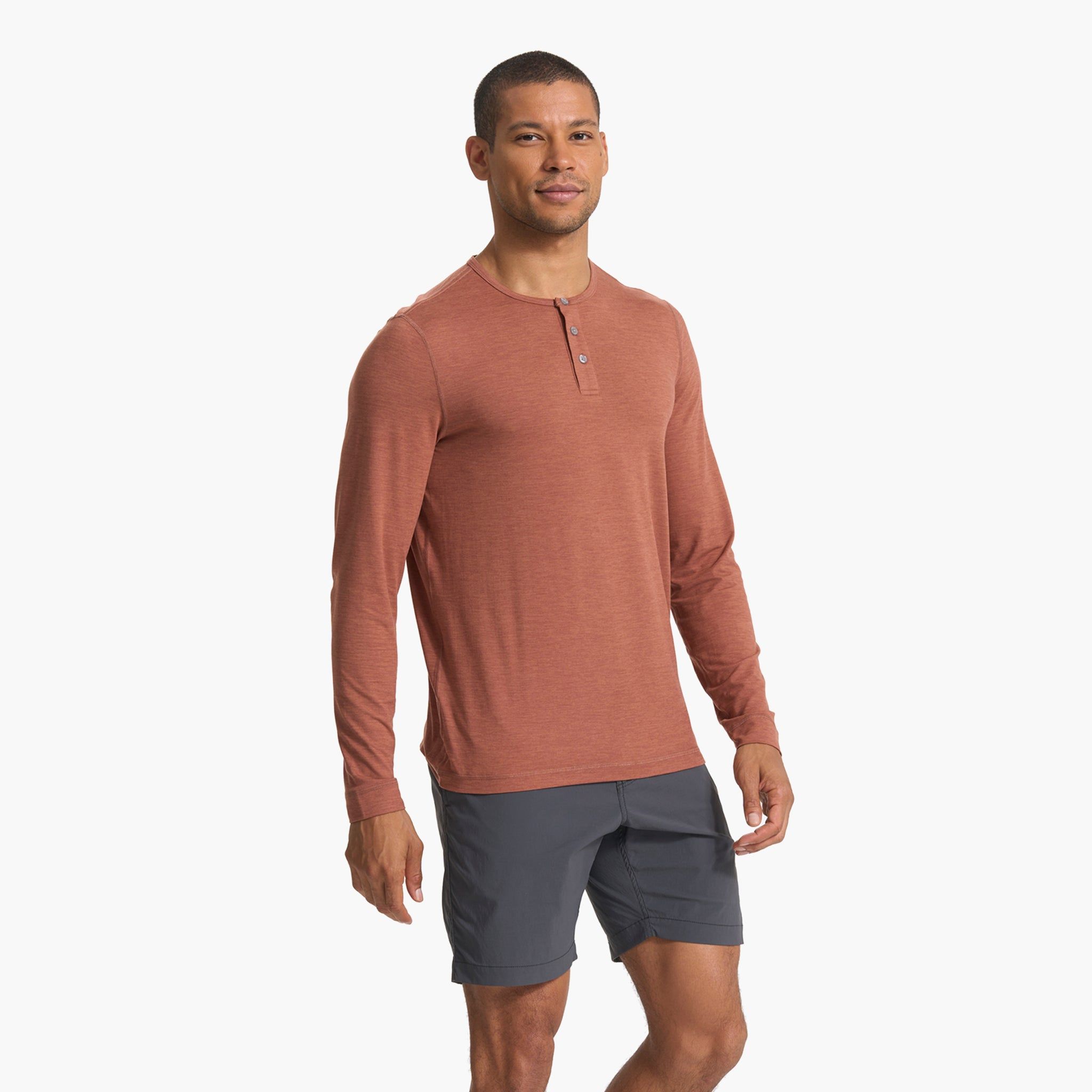 Long Sleeve Ease Performance Henley | Copper Heather sold by Vuori product image thumbnail 4
