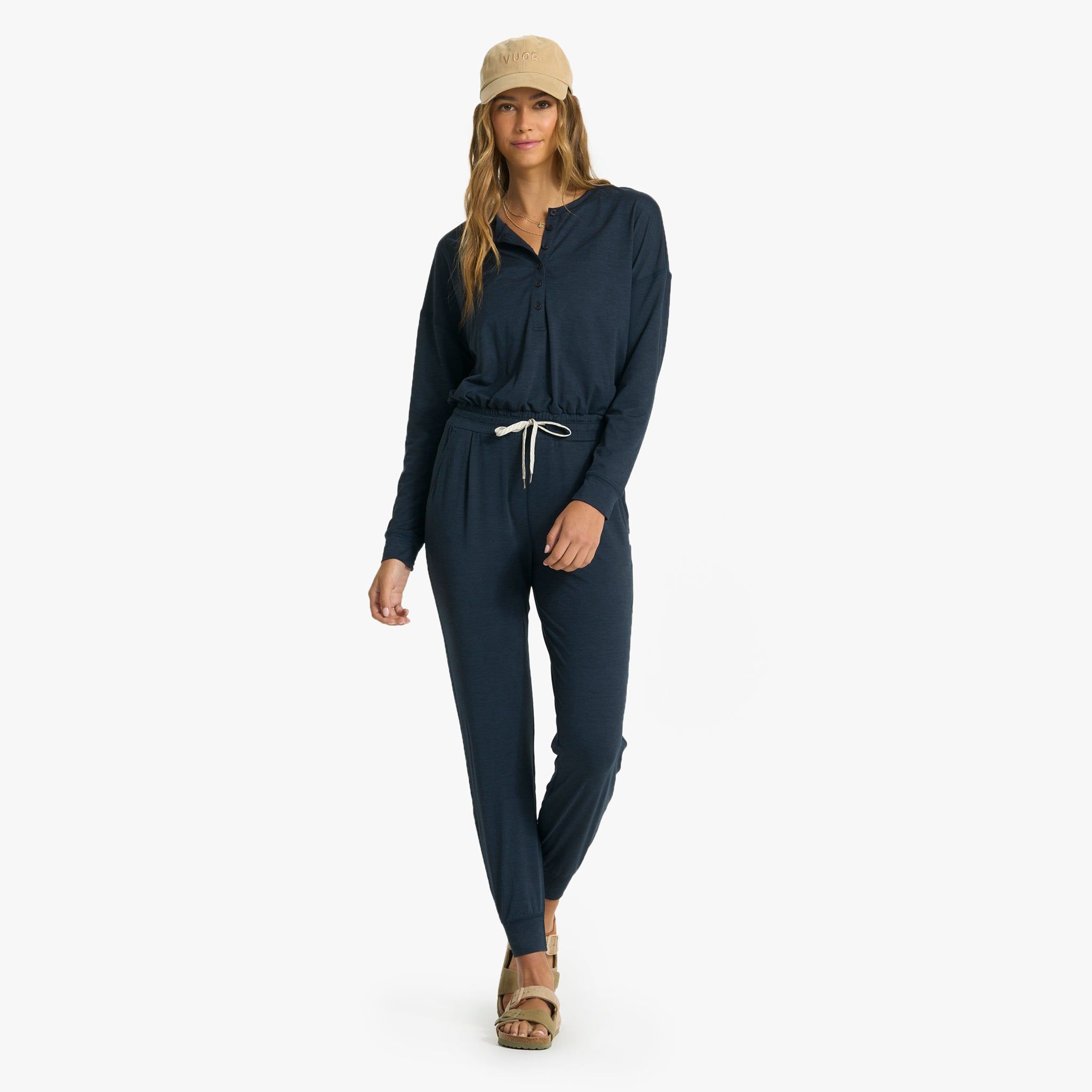 Lux Henley Jumpsuit | Ink Heather sold by Vuori