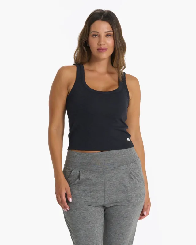 Sunrise Crop Tank | Black sold by Vuori