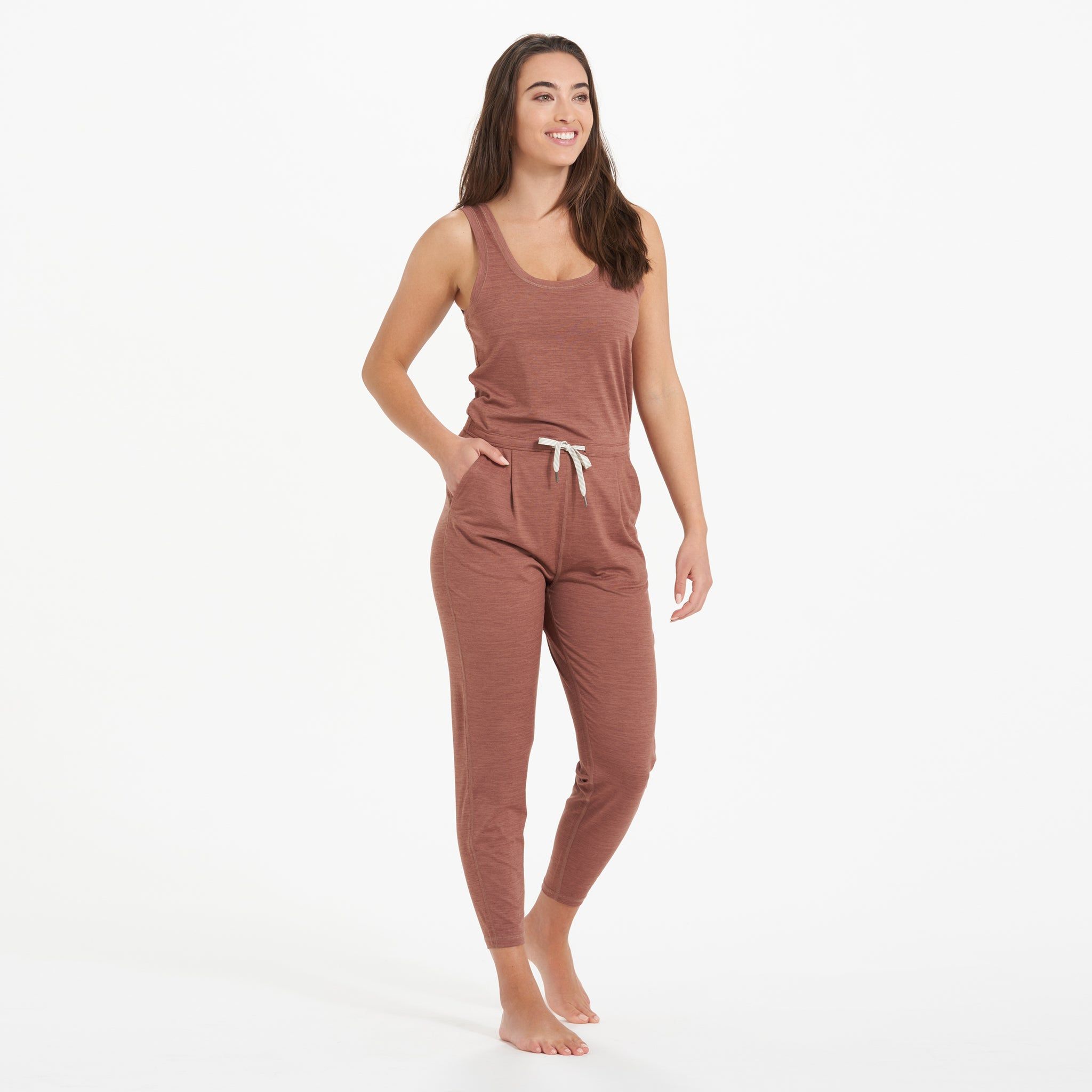 Lux At Ease Jumpsuit | Dark Terracotta Heather sold by Vuori product image thumbnail 2