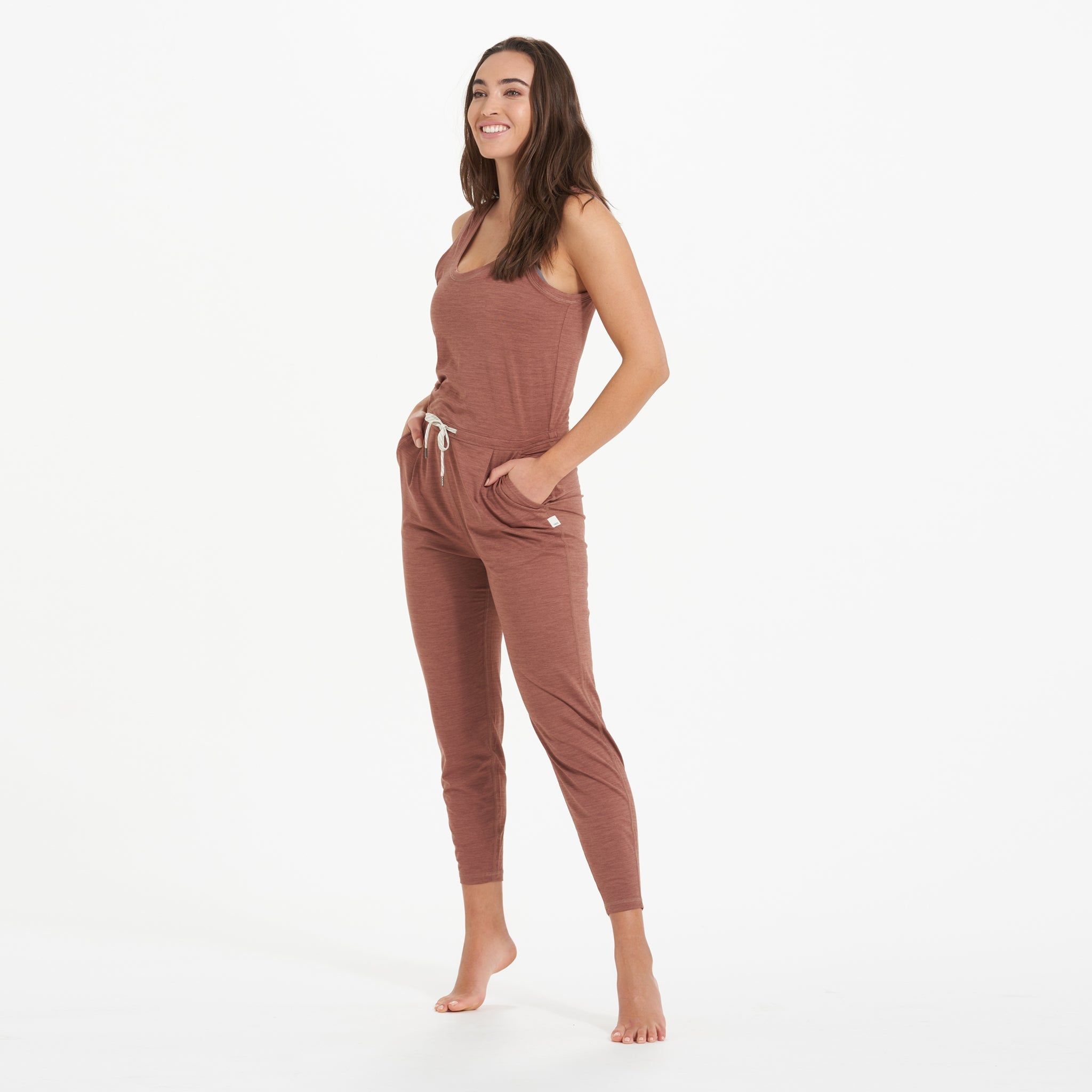 Lux At Ease Jumpsuit | Dark Terracotta Heather sold by Vuori product image thumbnail 4