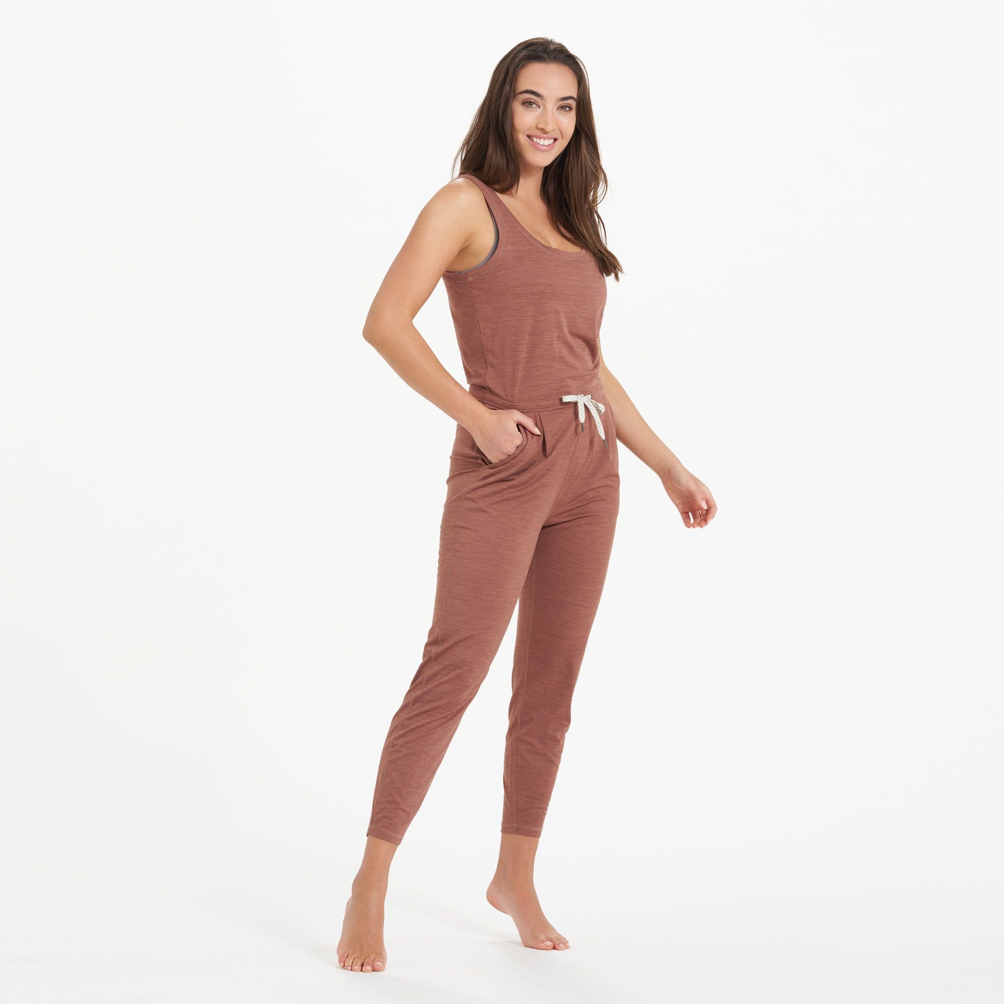 Lux At Ease Jumpsuit | Dark Terracotta Heather sold by Vuori product image thumbnail 3