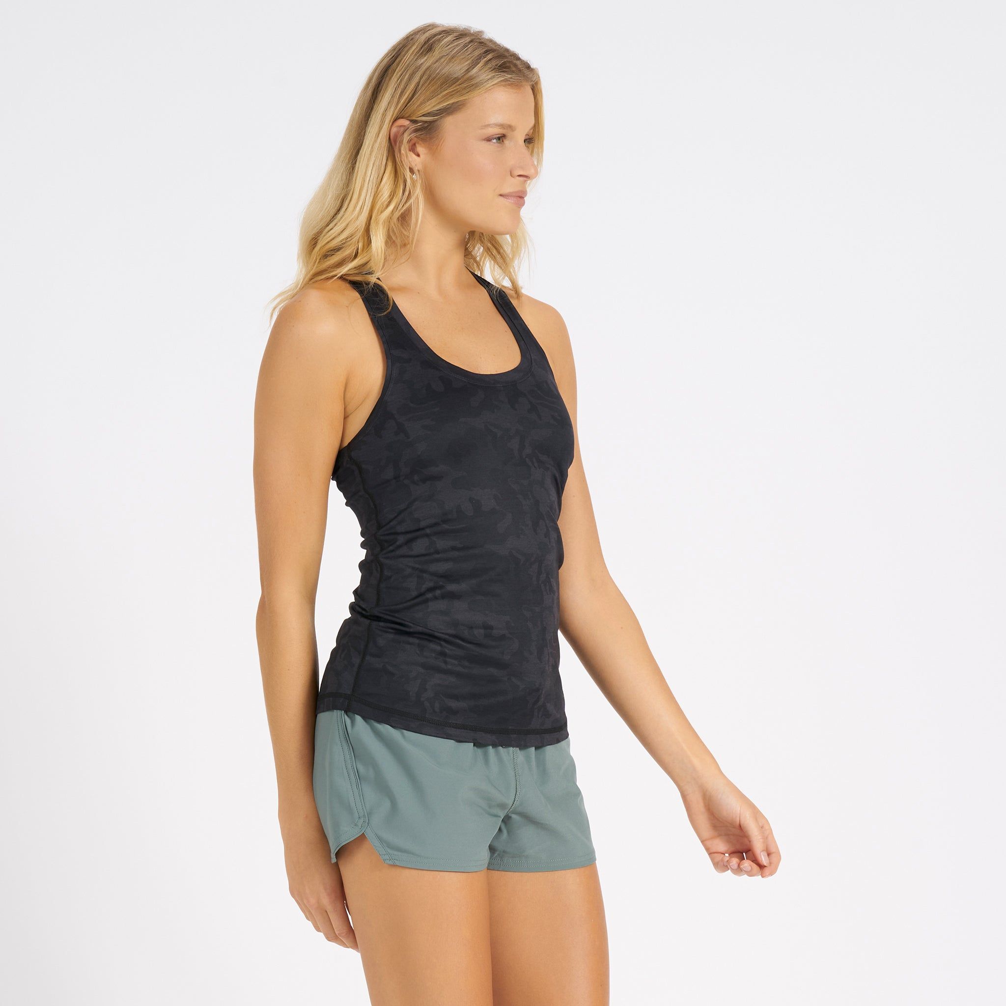 Lux Performance Tank | Black Camo sold by Vuori