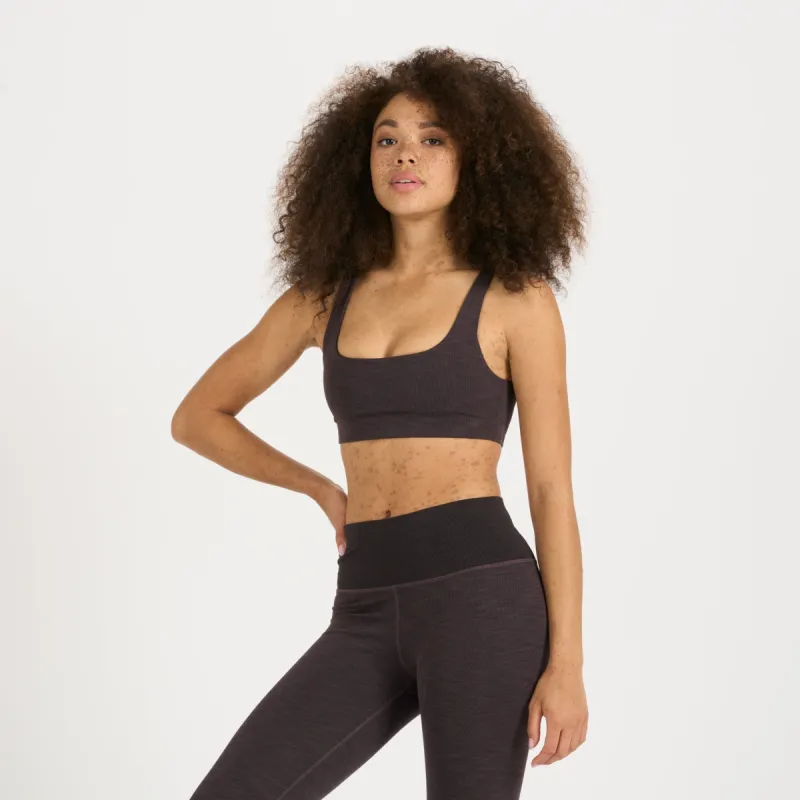 Lux Rib Daily Bra | Quartz Heather sold by Vuori