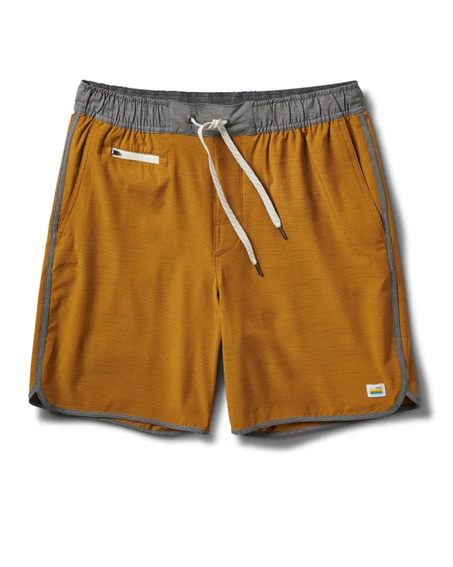 Banks Short | Dark Golden Slub Stripe sold by Vuori