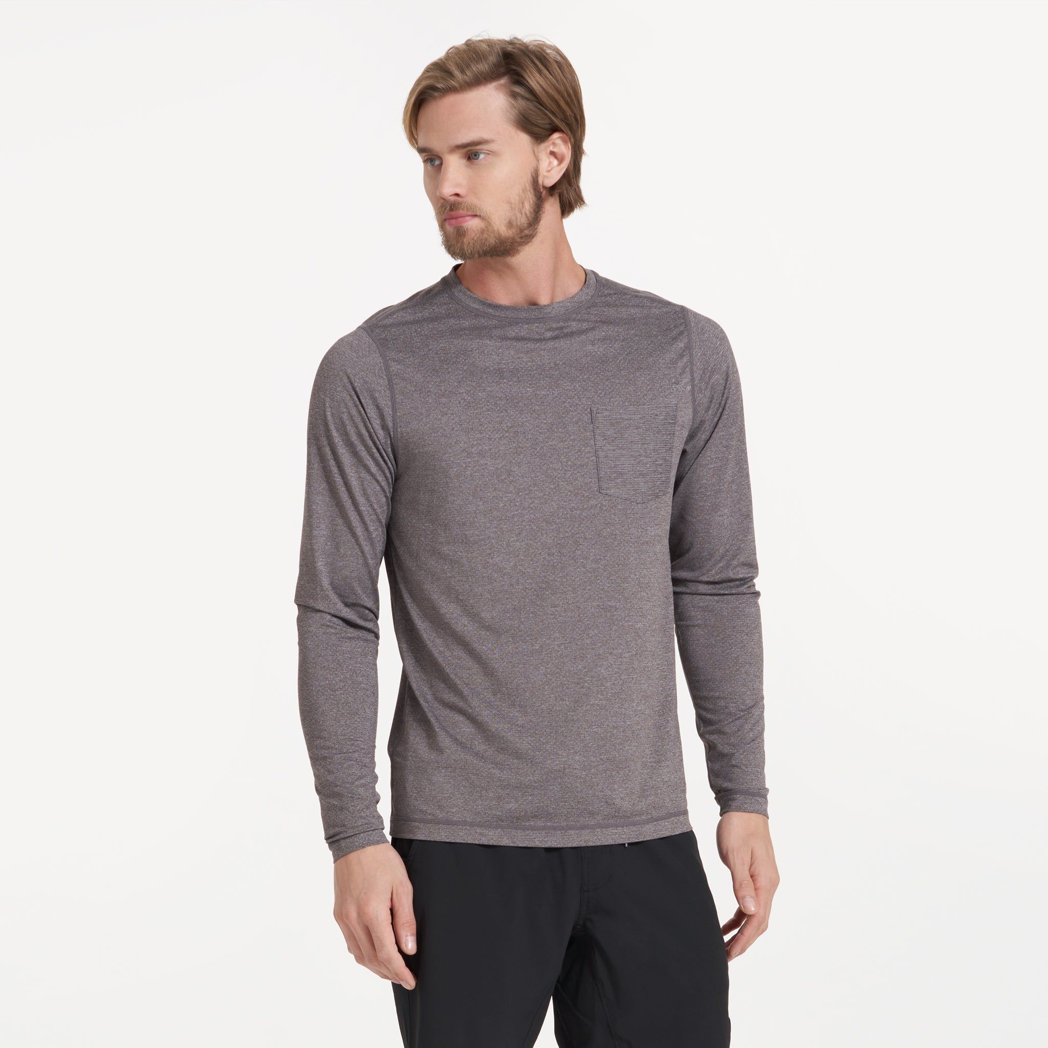 Long-Sleeve Tradewind Performance Tee | Quartz Heather sold by Vuori product image thumbnail 2