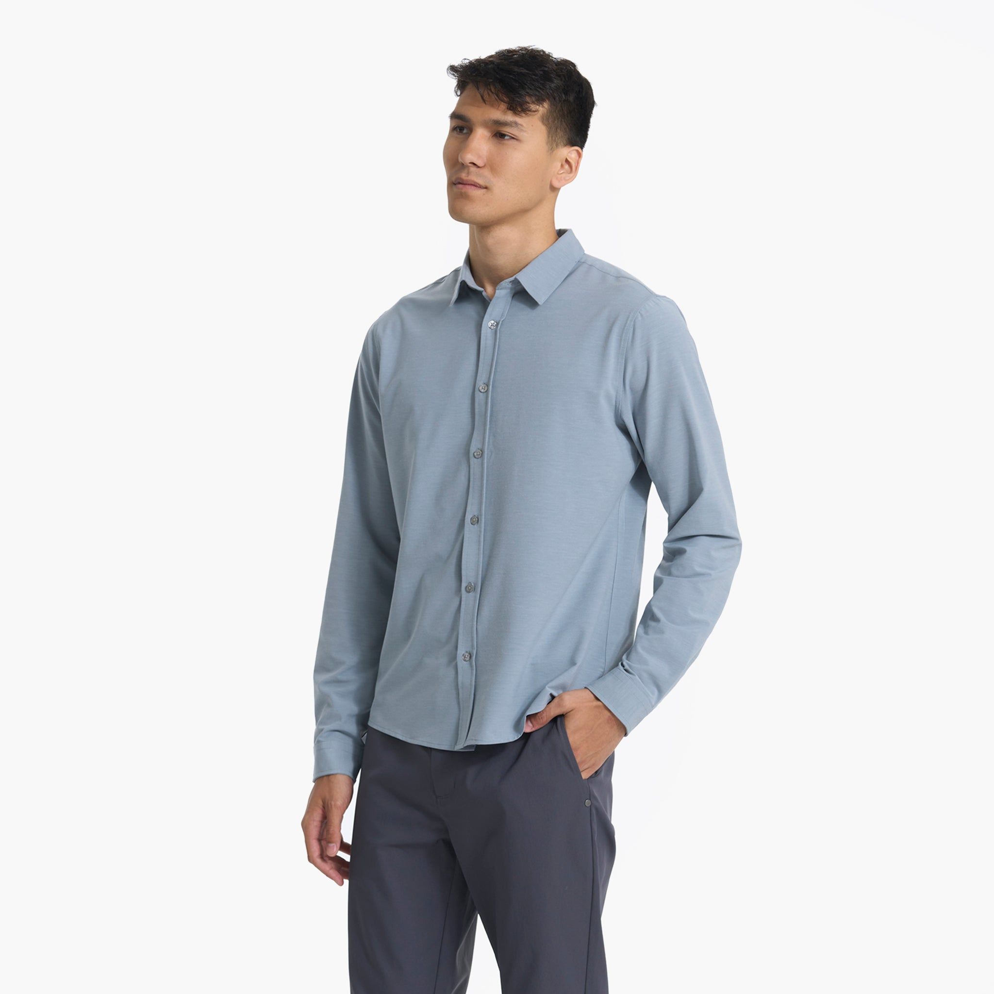 Long Sleeve Bridge Button Down | Light Cloud sold by Vuori product image thumbnail 2