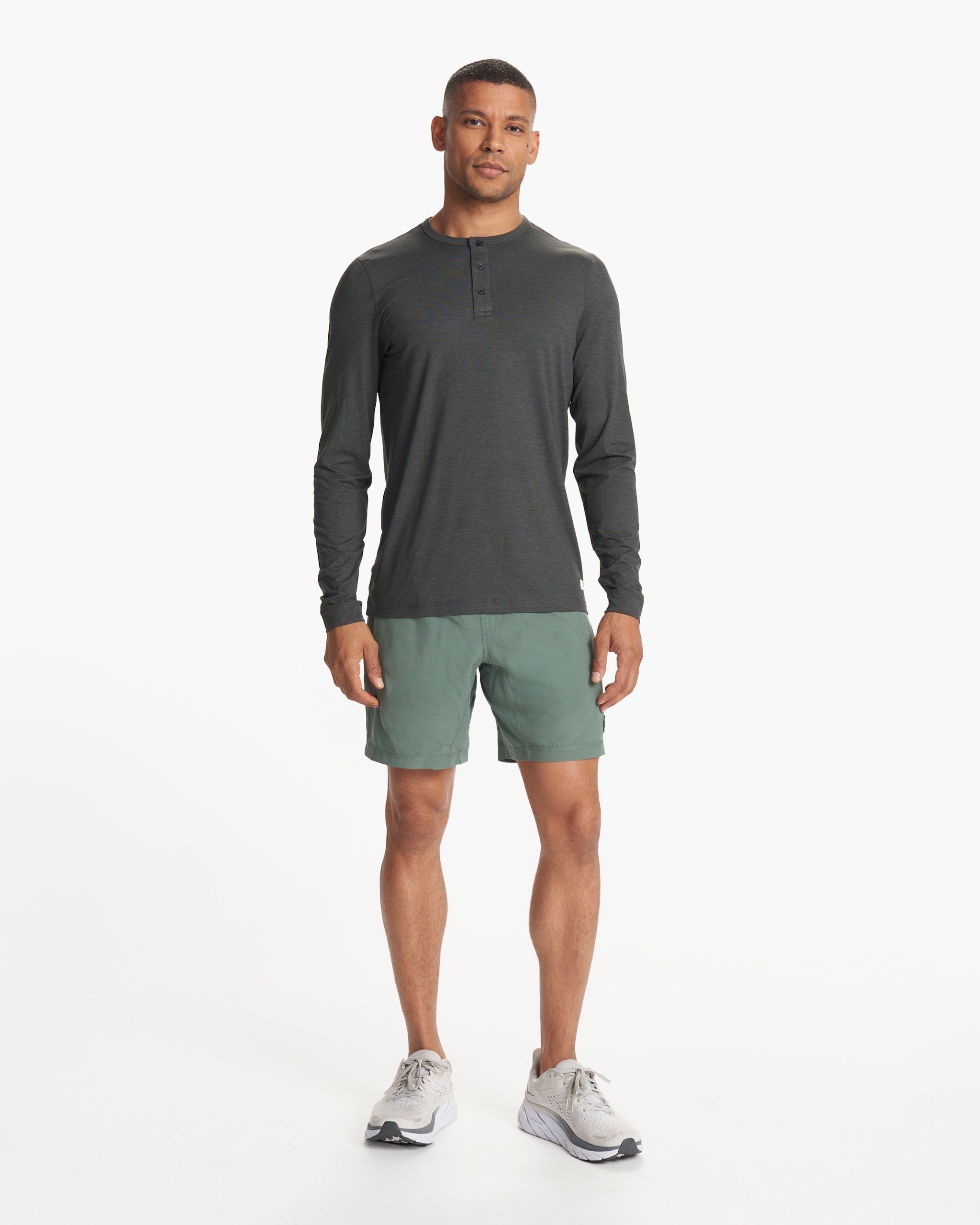 Long-Sleeve Ease Performance Henley | Charcoal Heather sold by Vuori product image thumbnail 5