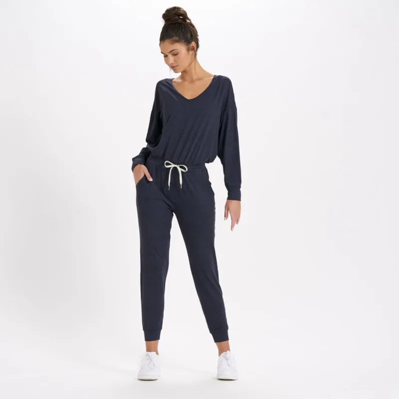 Long-Sleeve Lux Jumpsuit | Midnight Heather sold by Vuori