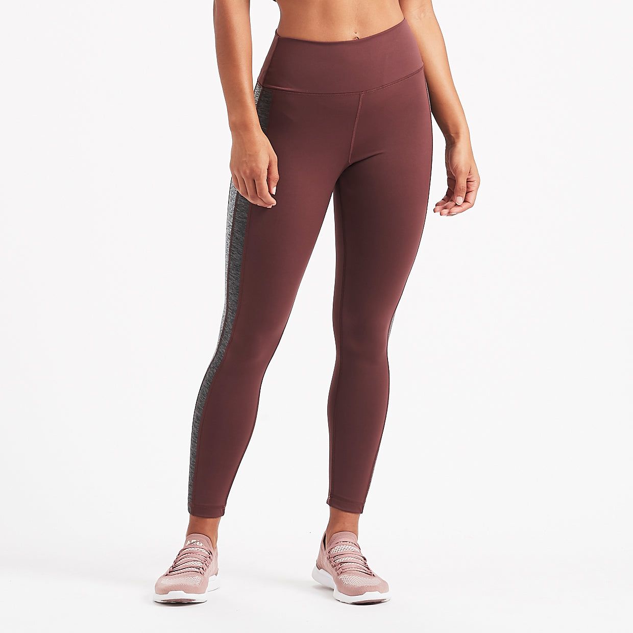 Racer High Rise Legging | Fig Charcoal / Heather Block sold by Vuori product image thumbnail 2