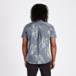 Crest Short Sleeve Button-Down | Grey Vintage Floral sold by Vuori