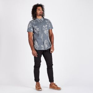 Crest Short Sleeve Button-Down | Grey Vintage Floral sold by Vuori