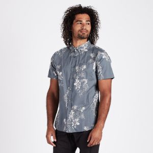 Crest Short Sleeve Button-Down | Grey Vintage Floral sold by Vuori