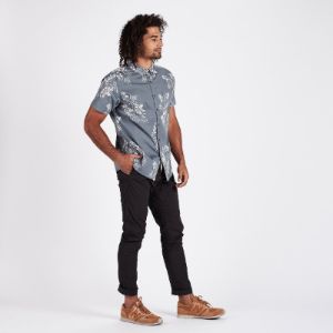 Crest Short Sleeve Button-Down | Grey Vintage Floral sold by Vuori