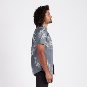 Crest Short Sleeve Button-Down | Grey Vintage Floral sold by Vuori