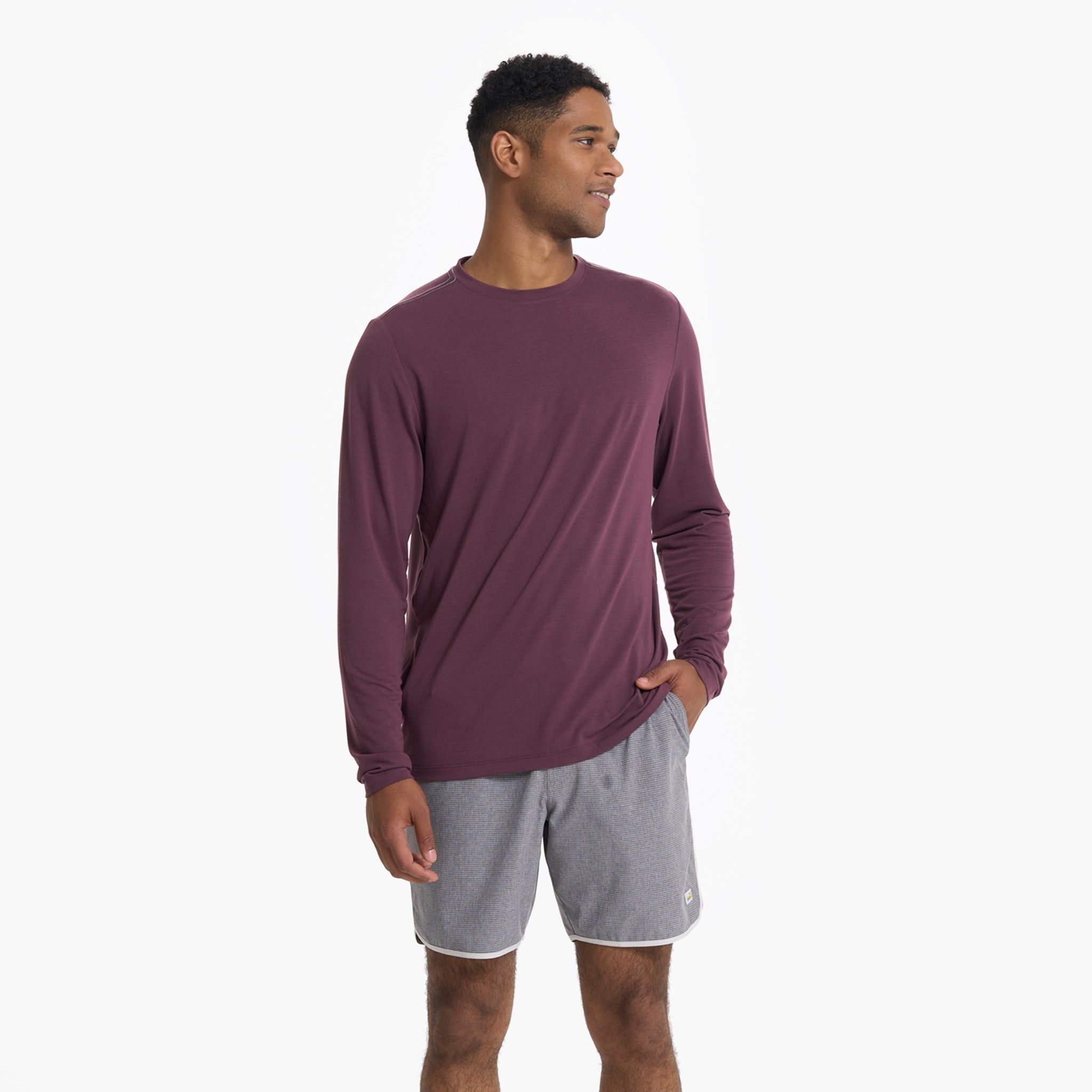 Long Sleeve Current Tech Tee | Chestnut sold by Vuori product image thumbnail 2