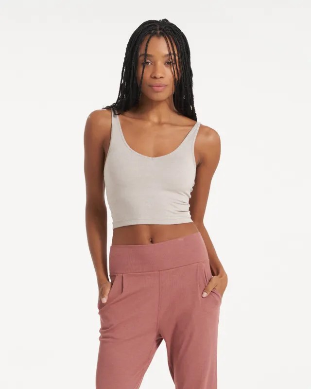 Halo Performance Crop | Oyster Heather sold by Vuori
