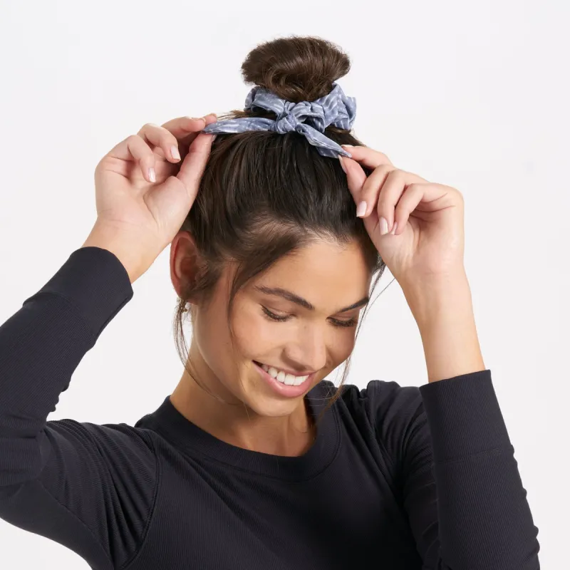 Tie Scrunchy | Pale Blue Shibori Grid sold by Vuori
