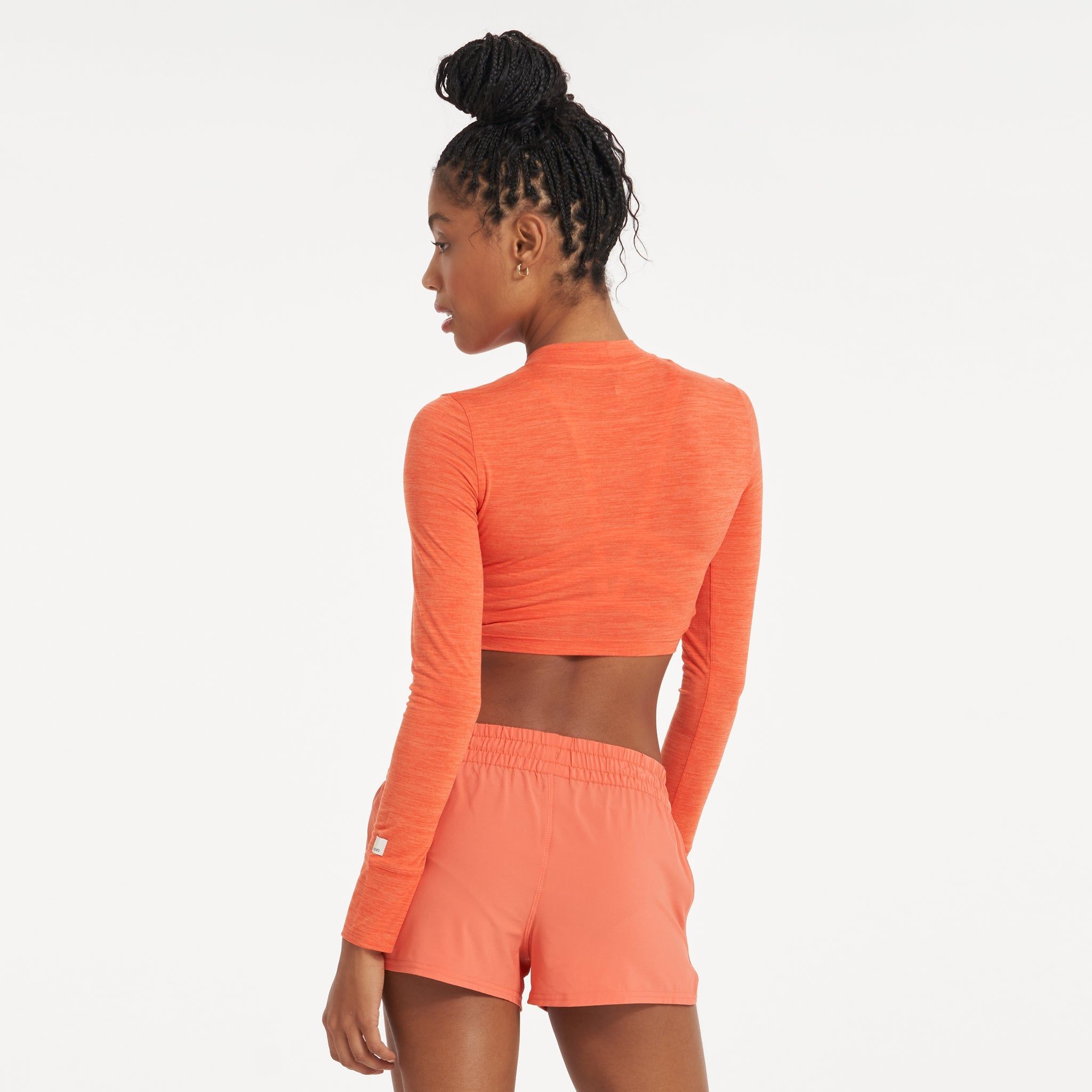 Long-Sleeve Lux Crop Tee | Grapefruit Heather sold by Vuori product image thumbnail 3