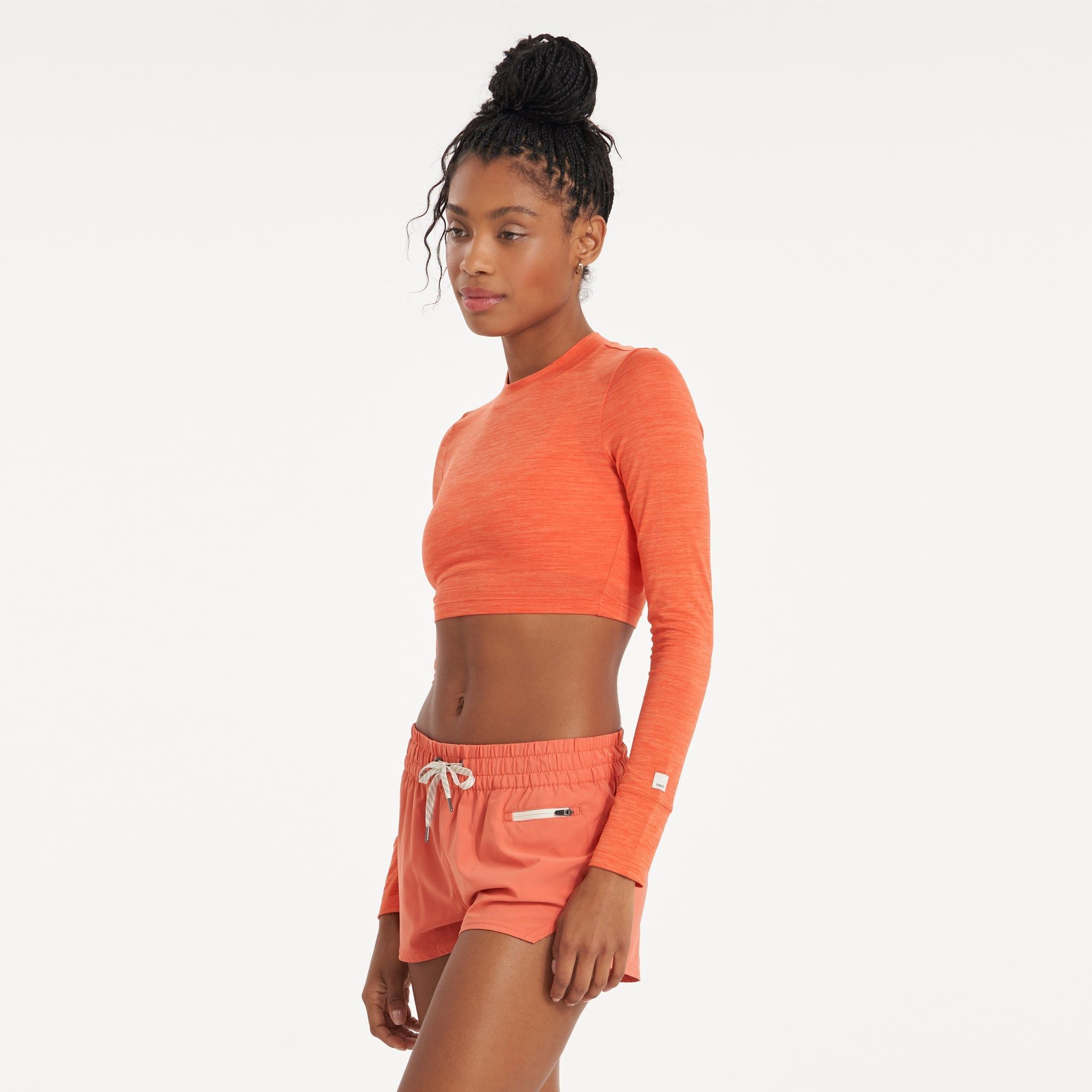 Long-Sleeve Lux Crop Tee | Grapefruit Heather sold by Vuori product image thumbnail 2