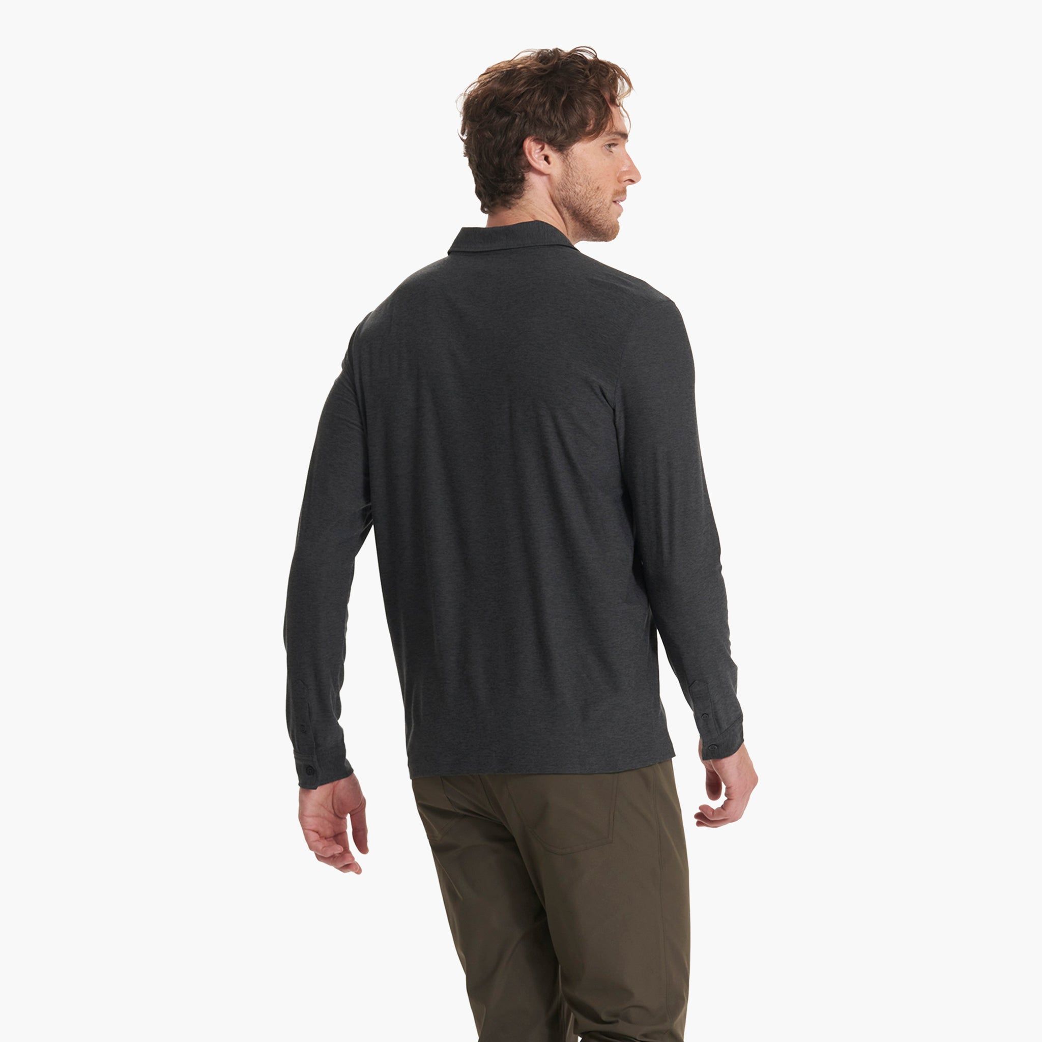 Long Sleeve Strato Tech Polo | Charcoal Heather sold by Vuori product image thumbnail 4