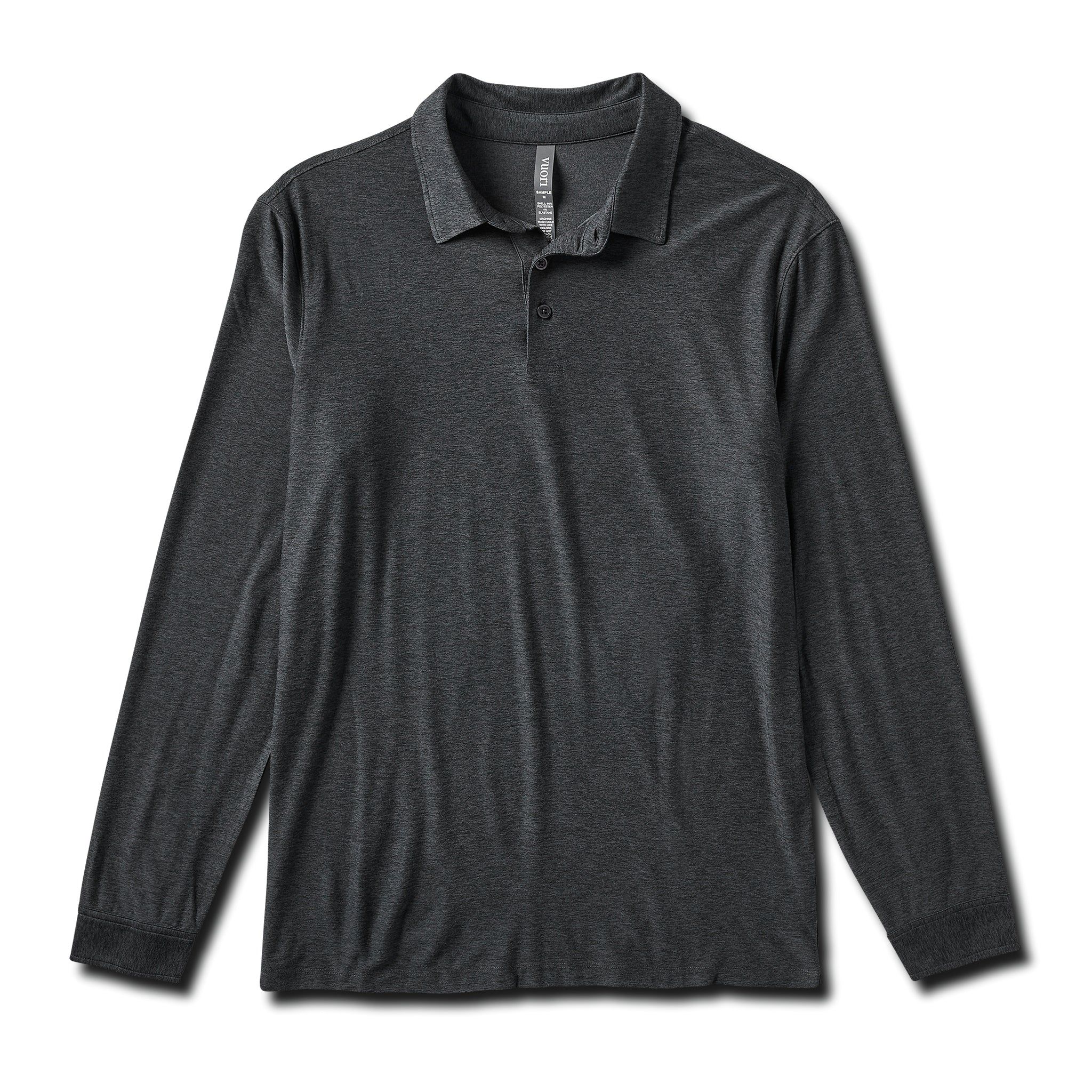 Long Sleeve Strato Tech Polo | Charcoal Heather sold by Vuori