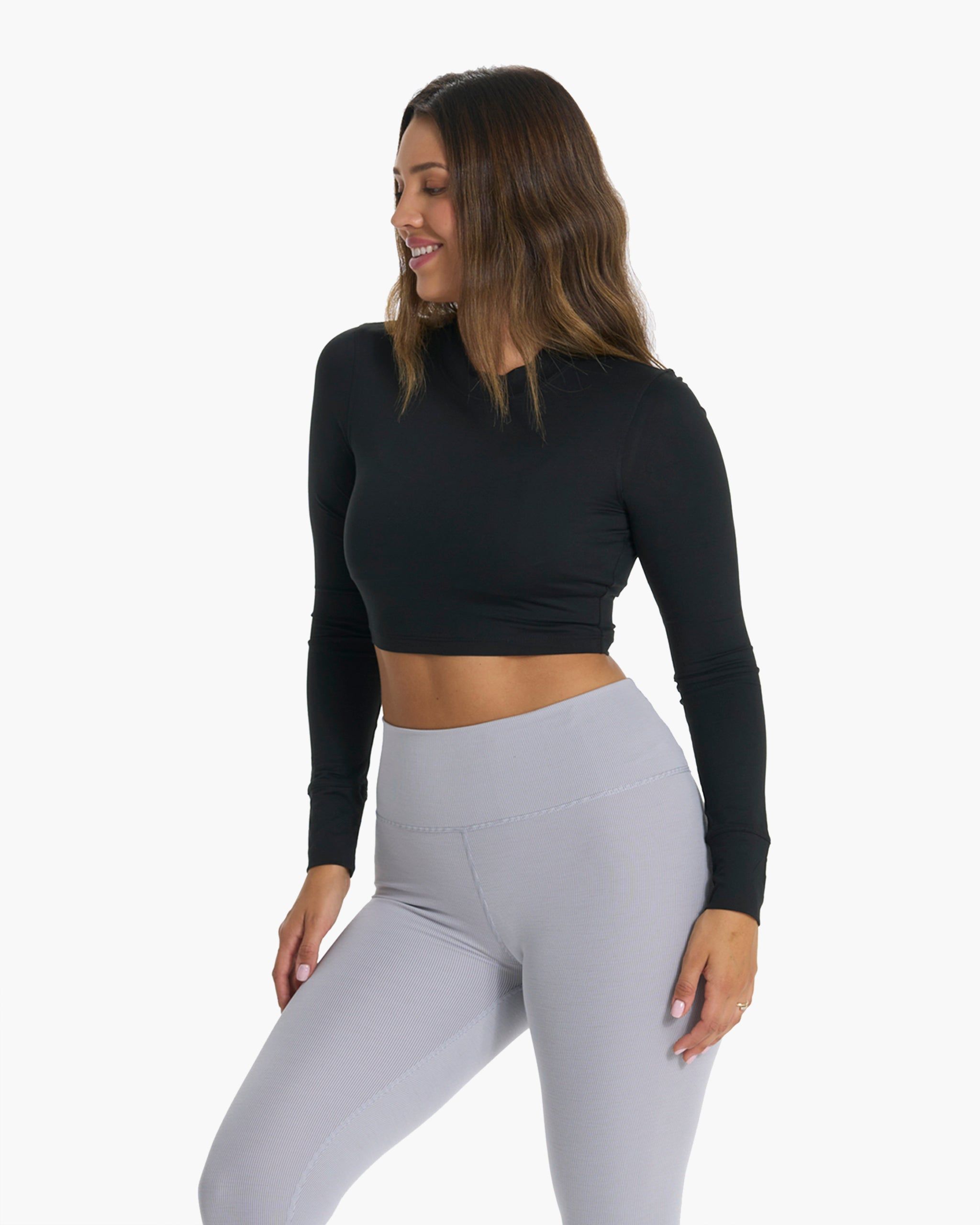 Long-Sleeve Lux Crop Tee | Black sold by Vuori product image thumbnail 6