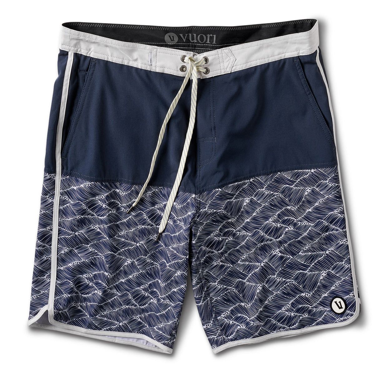 Cruise Boardshort | Navy Wave Block sold by Vuori