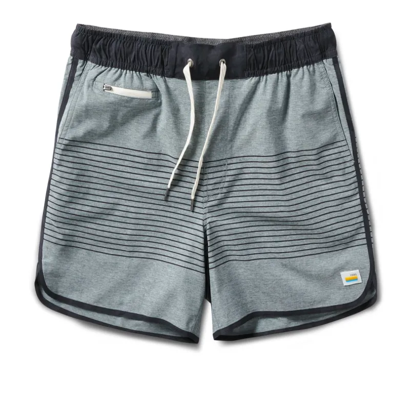 Banks Short 5" | Steel Blue Linen Texture Stripe sold by Vuori