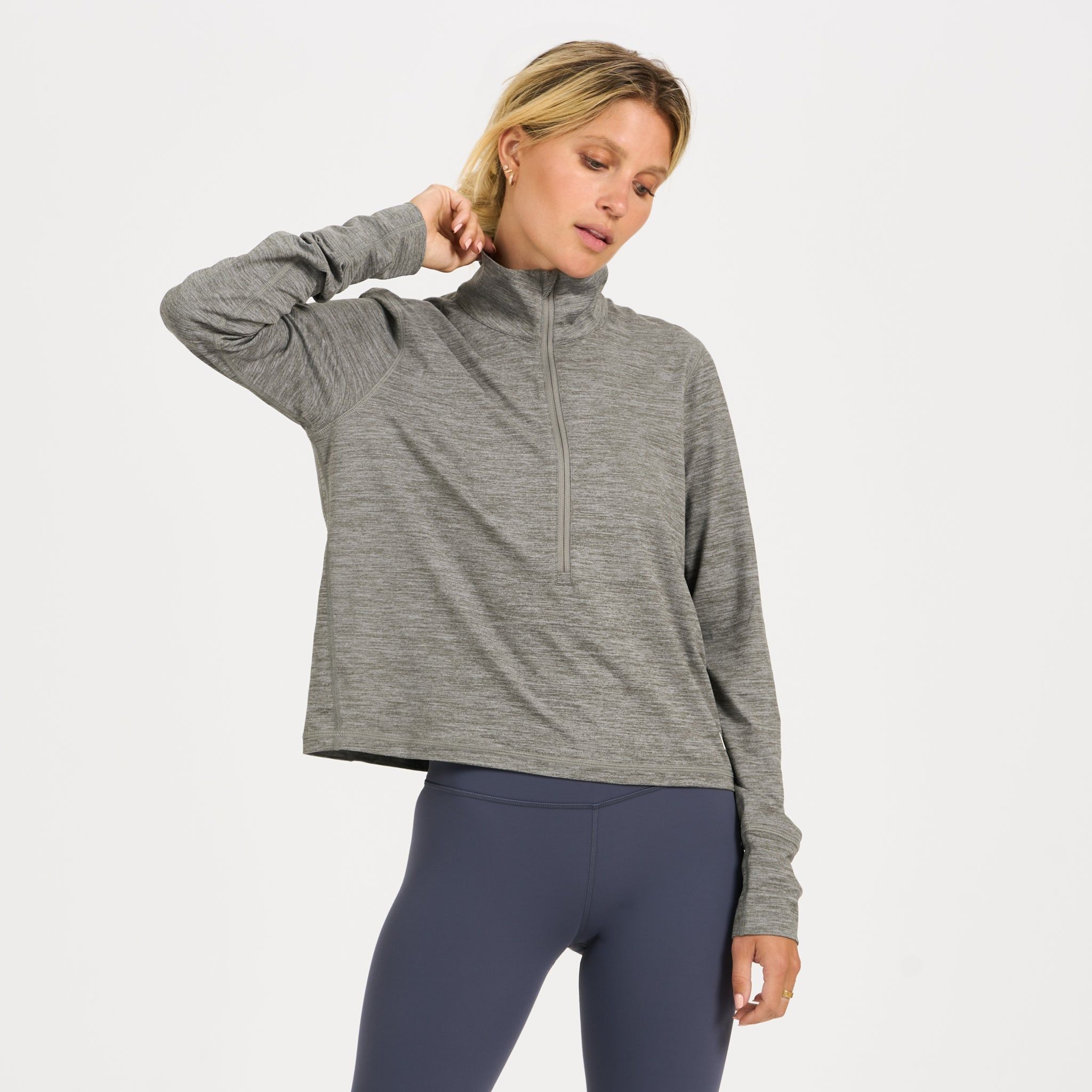 Crescent Half Zip | Heather Grey sold by Vuori