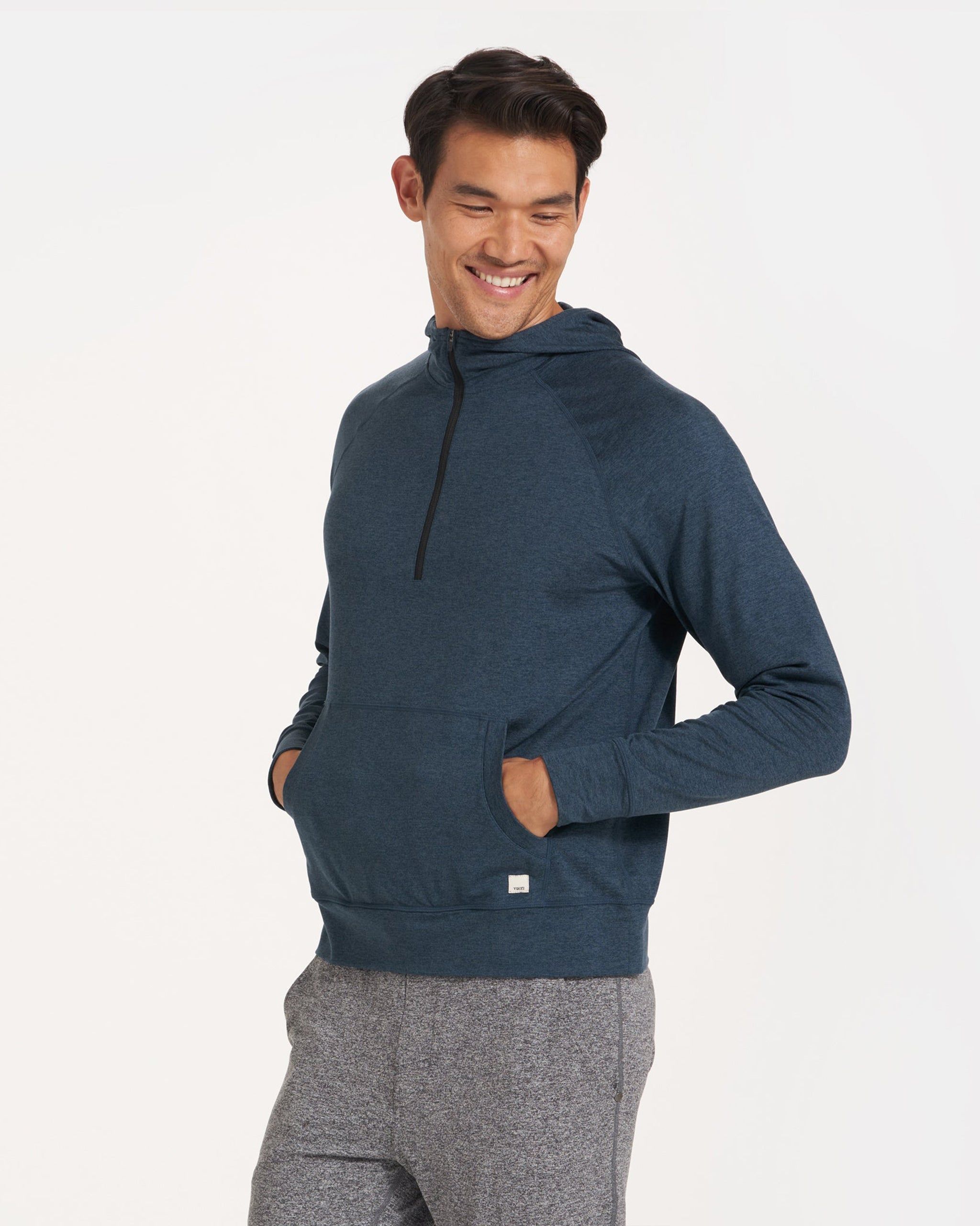 Ponto Performance Half Zip Hoodie | Indigo Heather sold by Vuori product image thumbnail 3