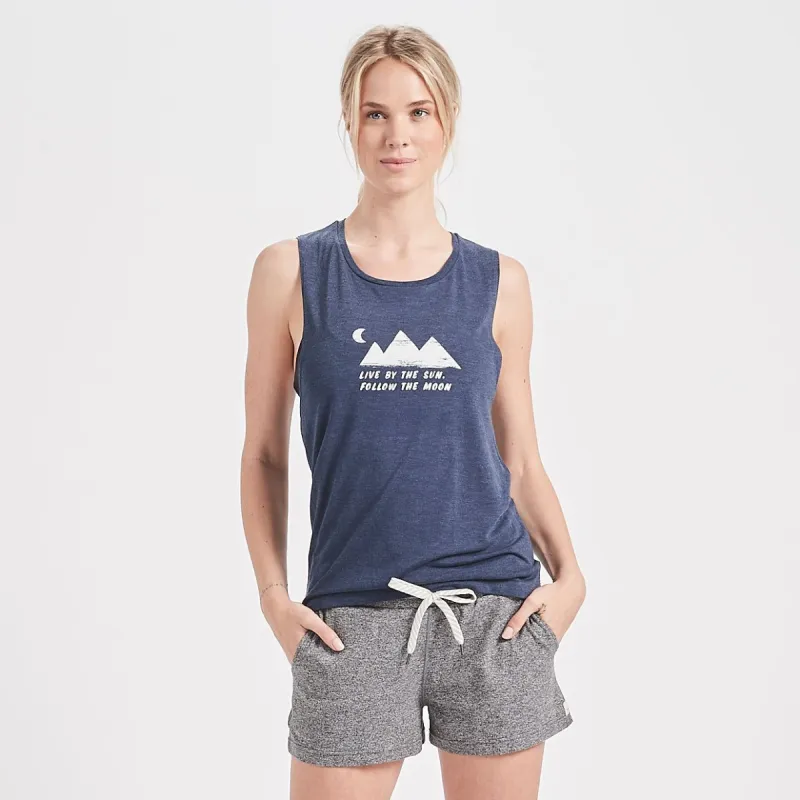 Live By The Sun Tank | Navy Heather sold by Vuori