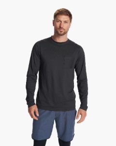 Long-Sleeve Tradewind Performance Tee | Black Heather sold by Vuori
