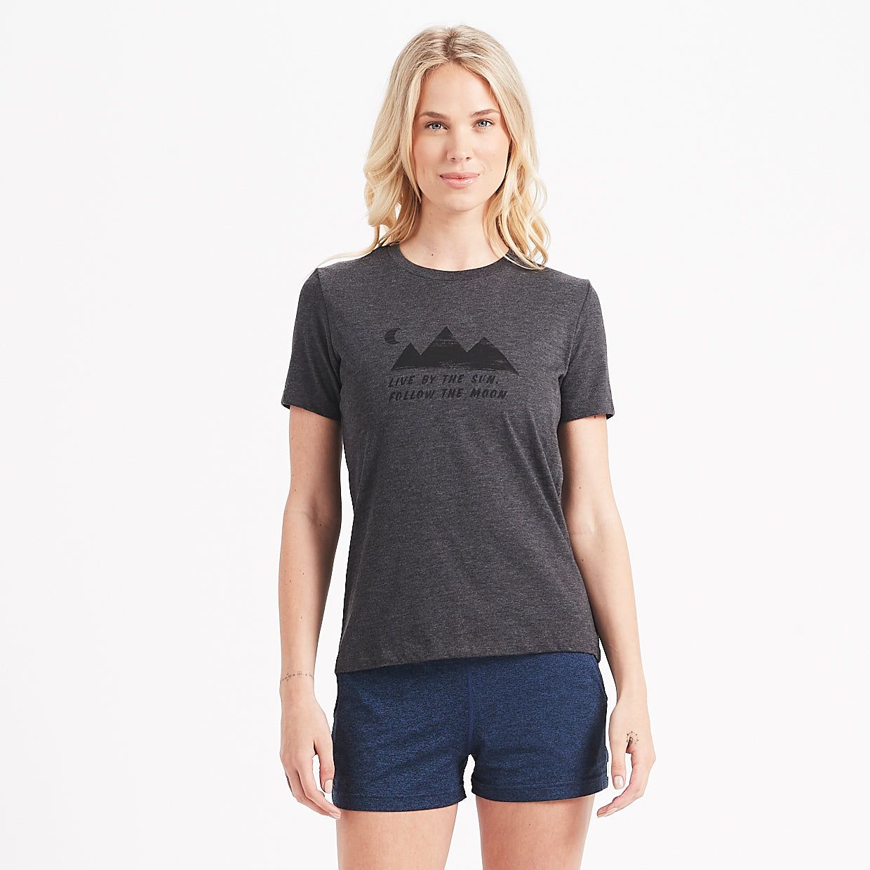 Live By The Sun Tee | Charcoal Heather sold by Vuori