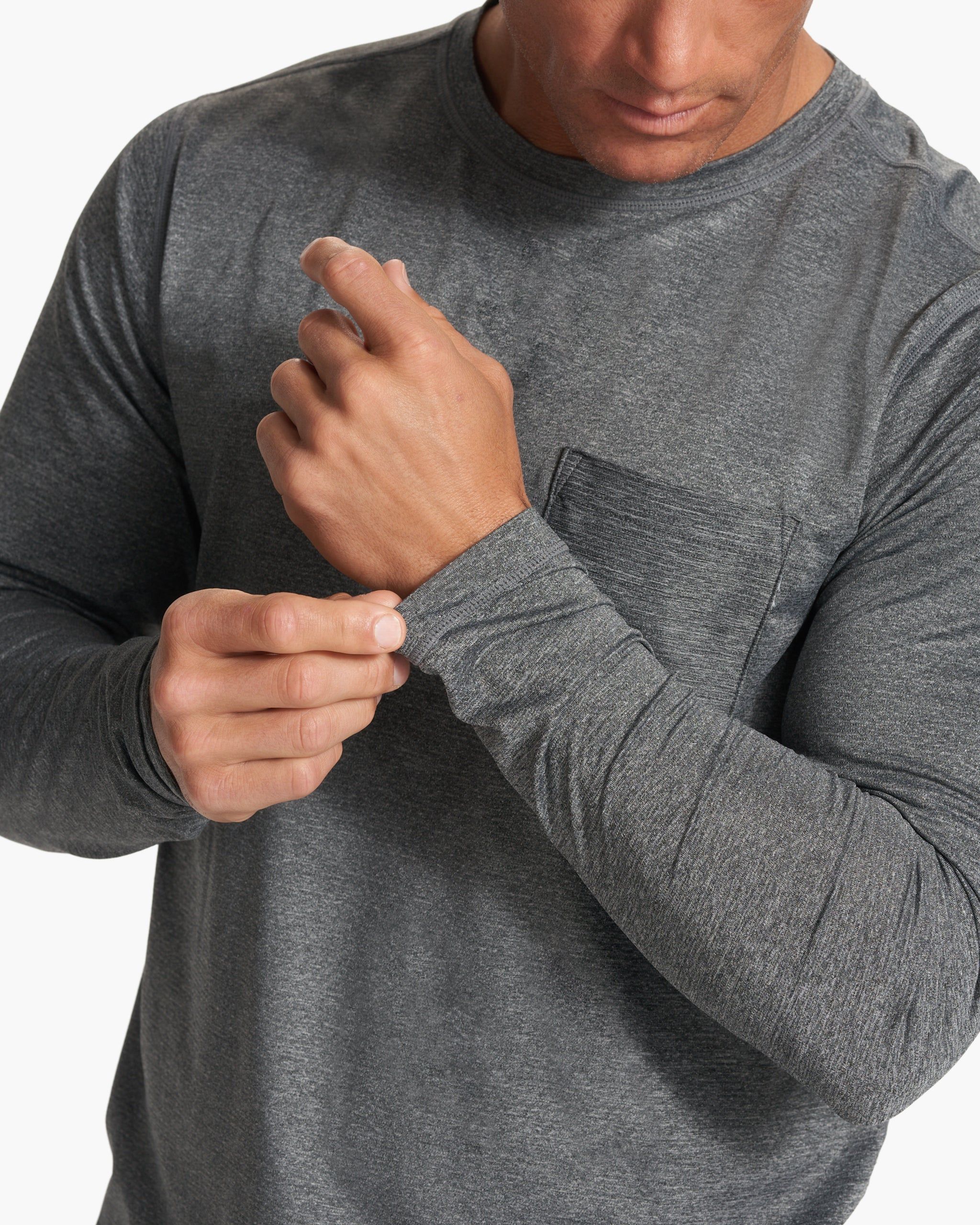 Long-Sleeve Tradewind Performance Tee | Heather Grey sold by Vuori product image thumbnail 3