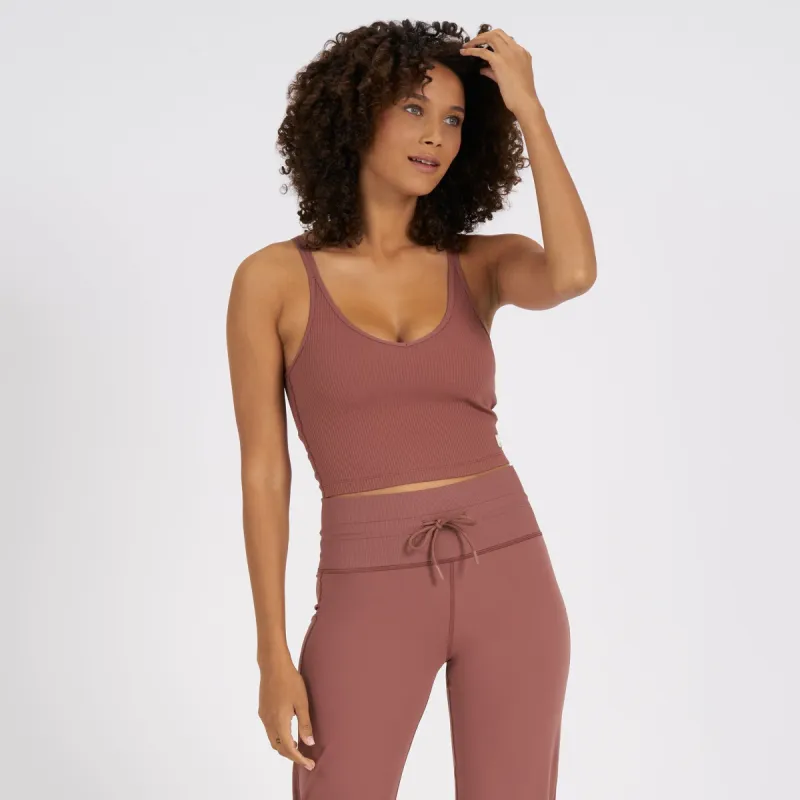 Rib Crop Tank | Terracotta sold by Vuori