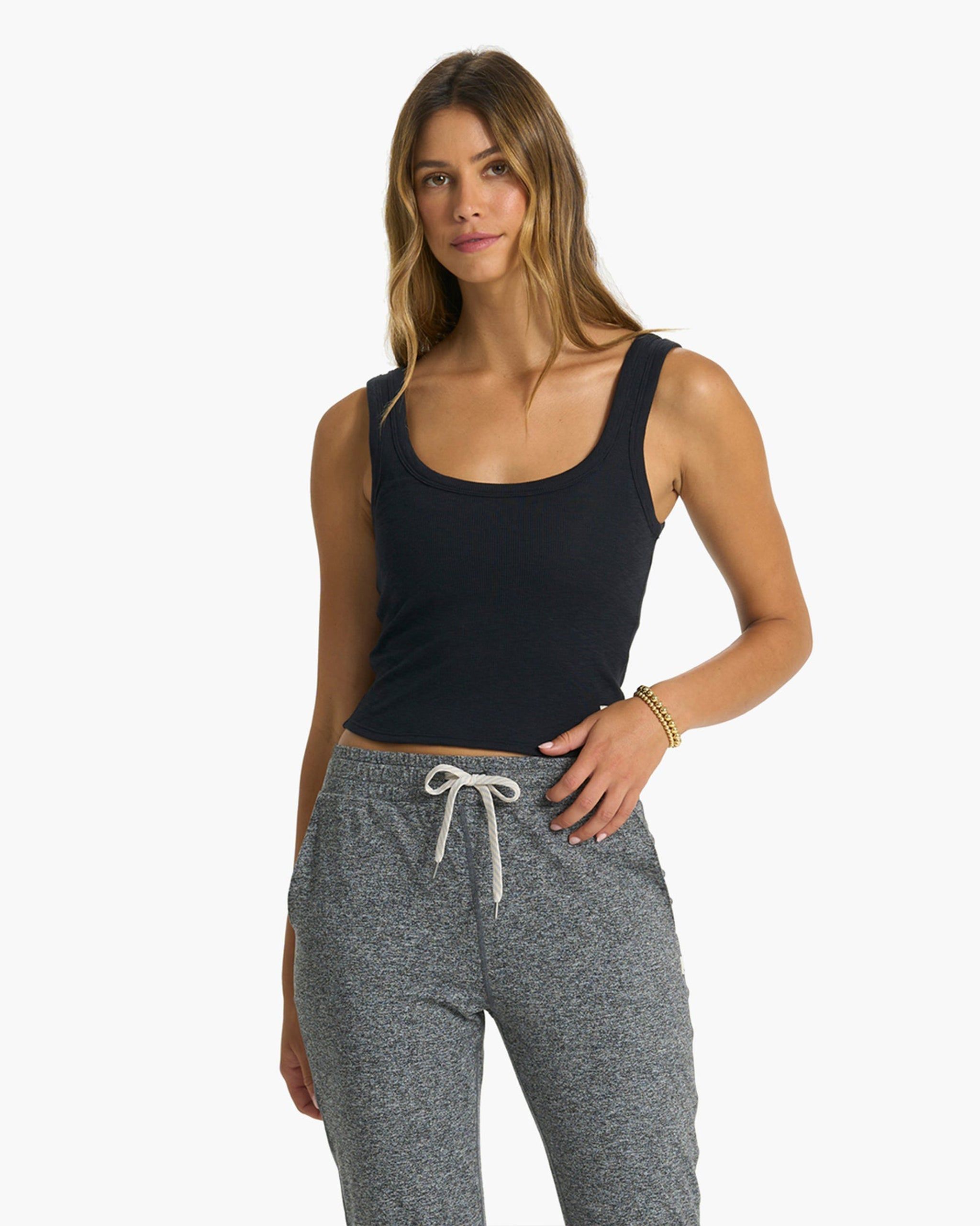 Sunrise Crop Tank | Black sold by Vuori product image thumbnail 4