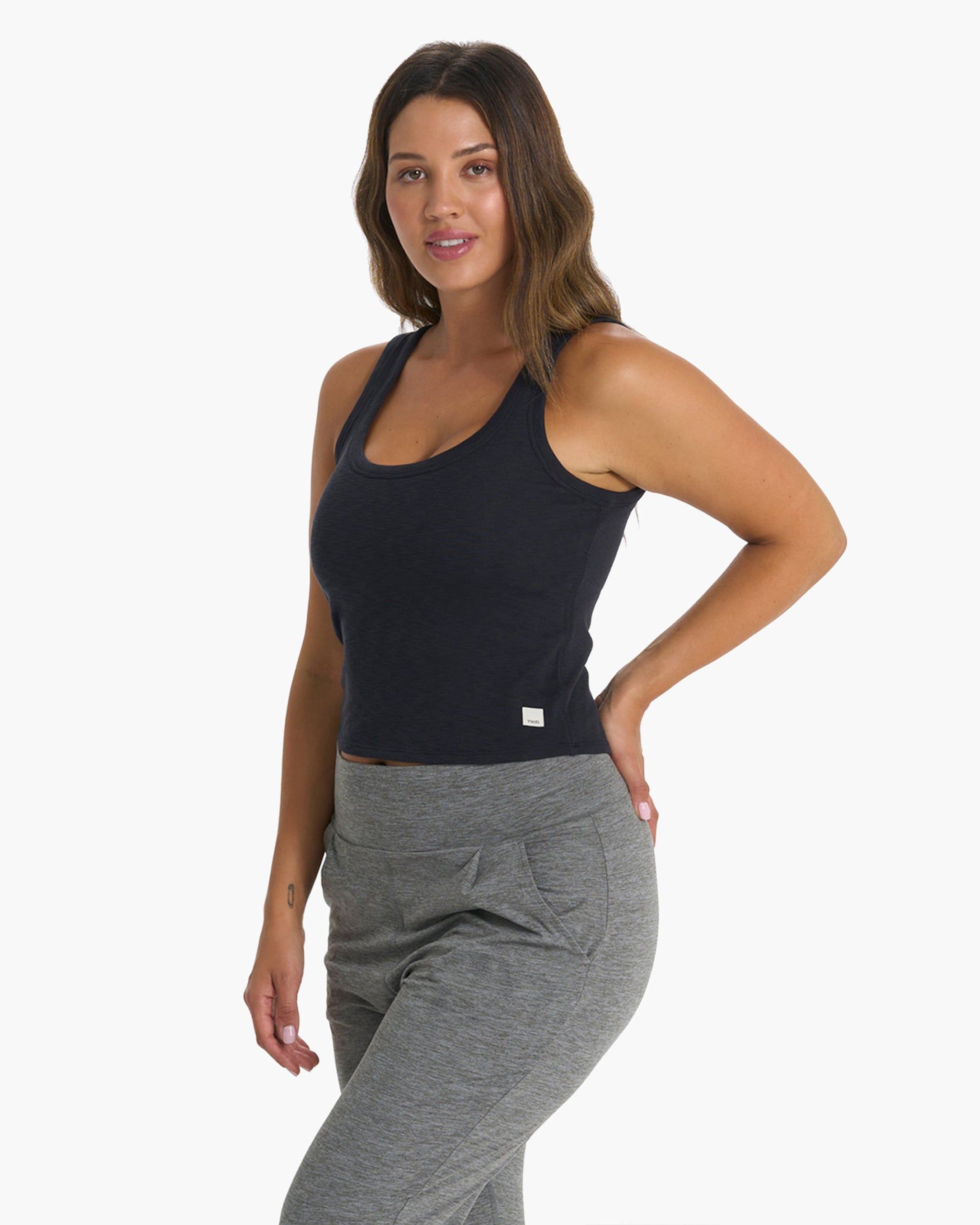 Sunrise Crop Tank | Black sold by Vuori product image thumbnail 2