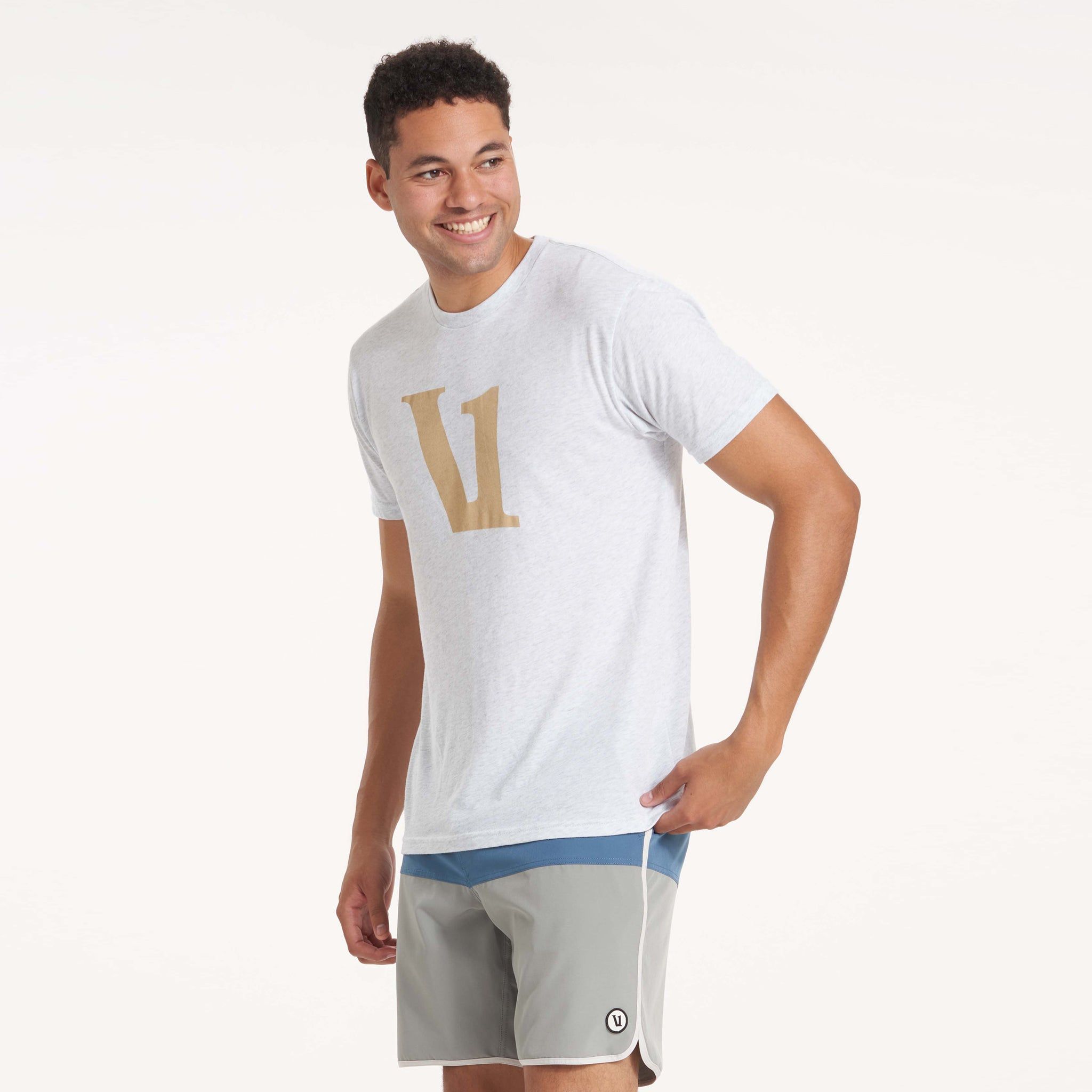 V1 Logo Tee | White Heather sold by Vuori product image thumbnail 3