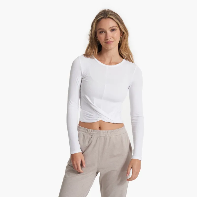Long Sleeve Cove Twist Tee | White sold by Vuori