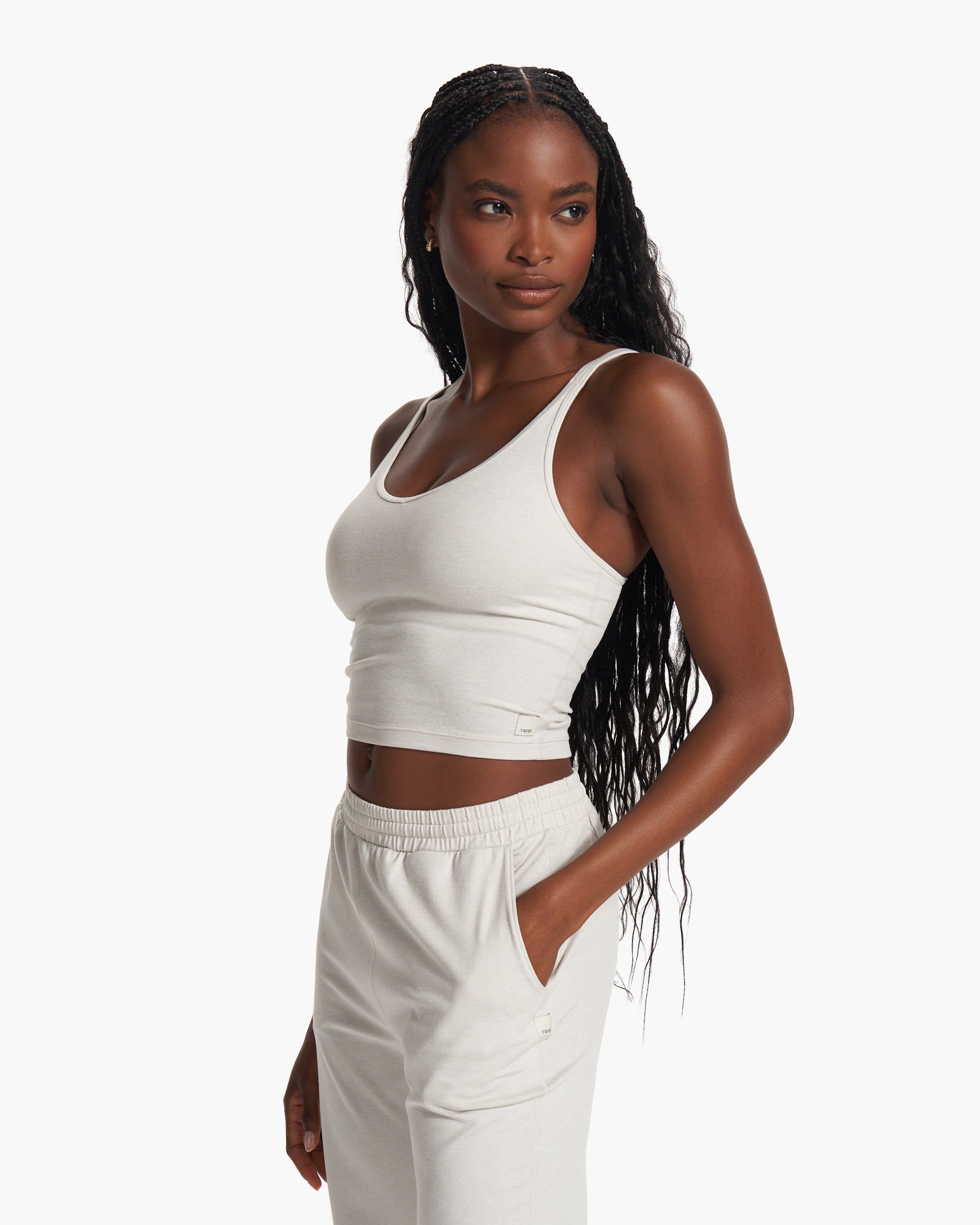 Halo Performance Crop | Salt Heather sold by Vuori product image thumbnail 2