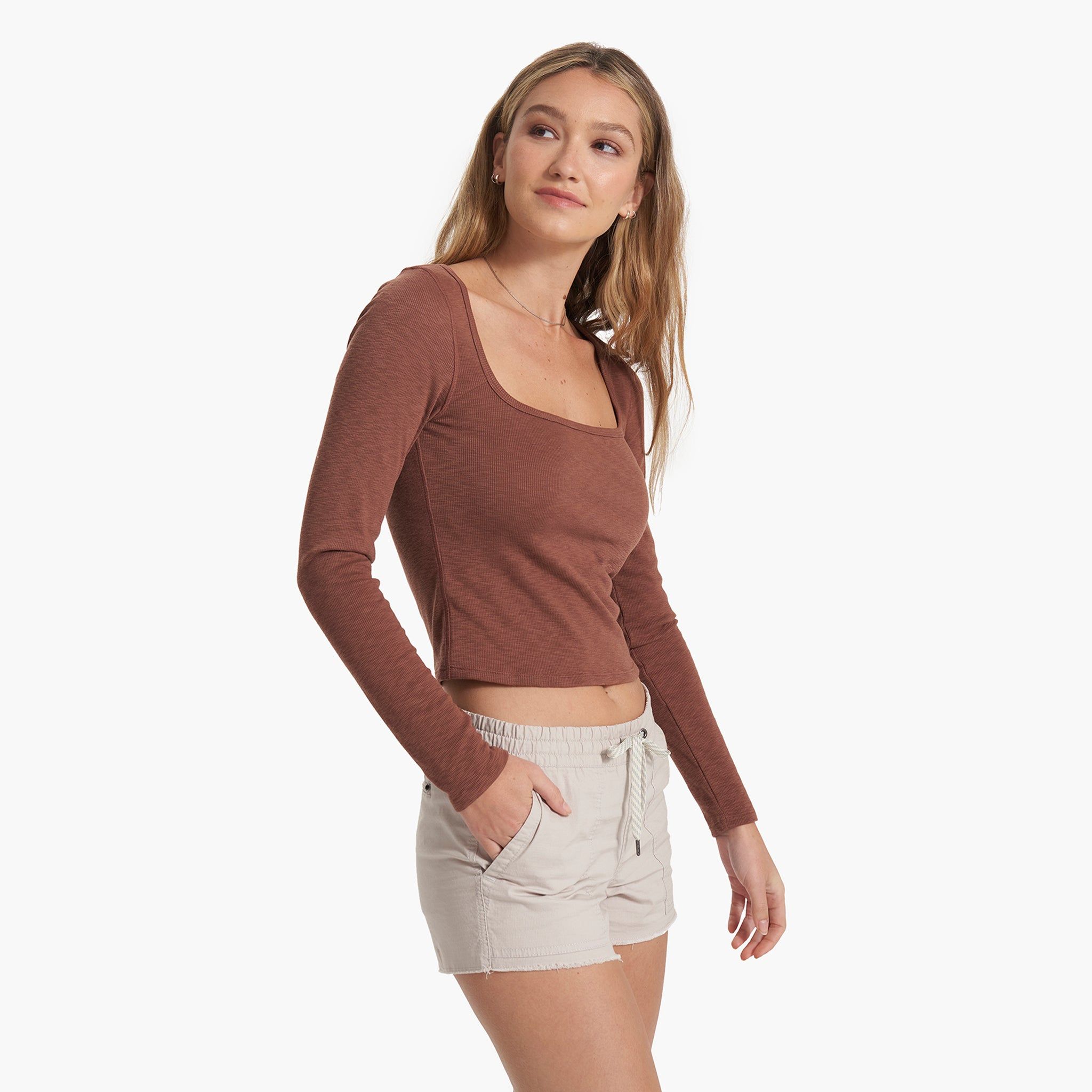 Long Sleeve Sunrise Square Neck | Hazelnut sold by Vuori product image thumbnail 2